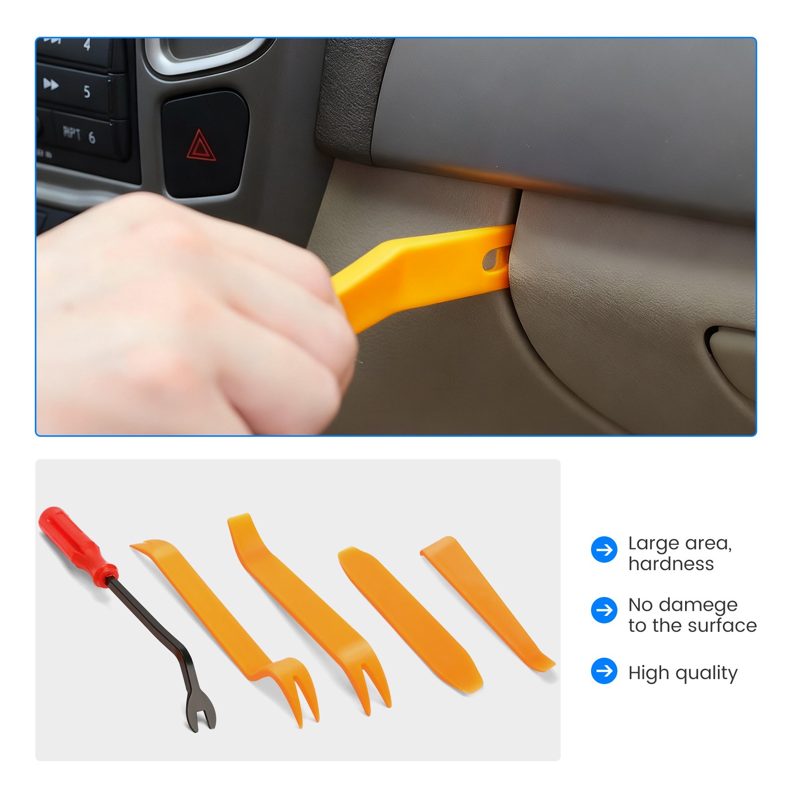 5 Auto Trim Removal Tool Kit Car Panel Door Window Fastener Remover Pry Tool Set