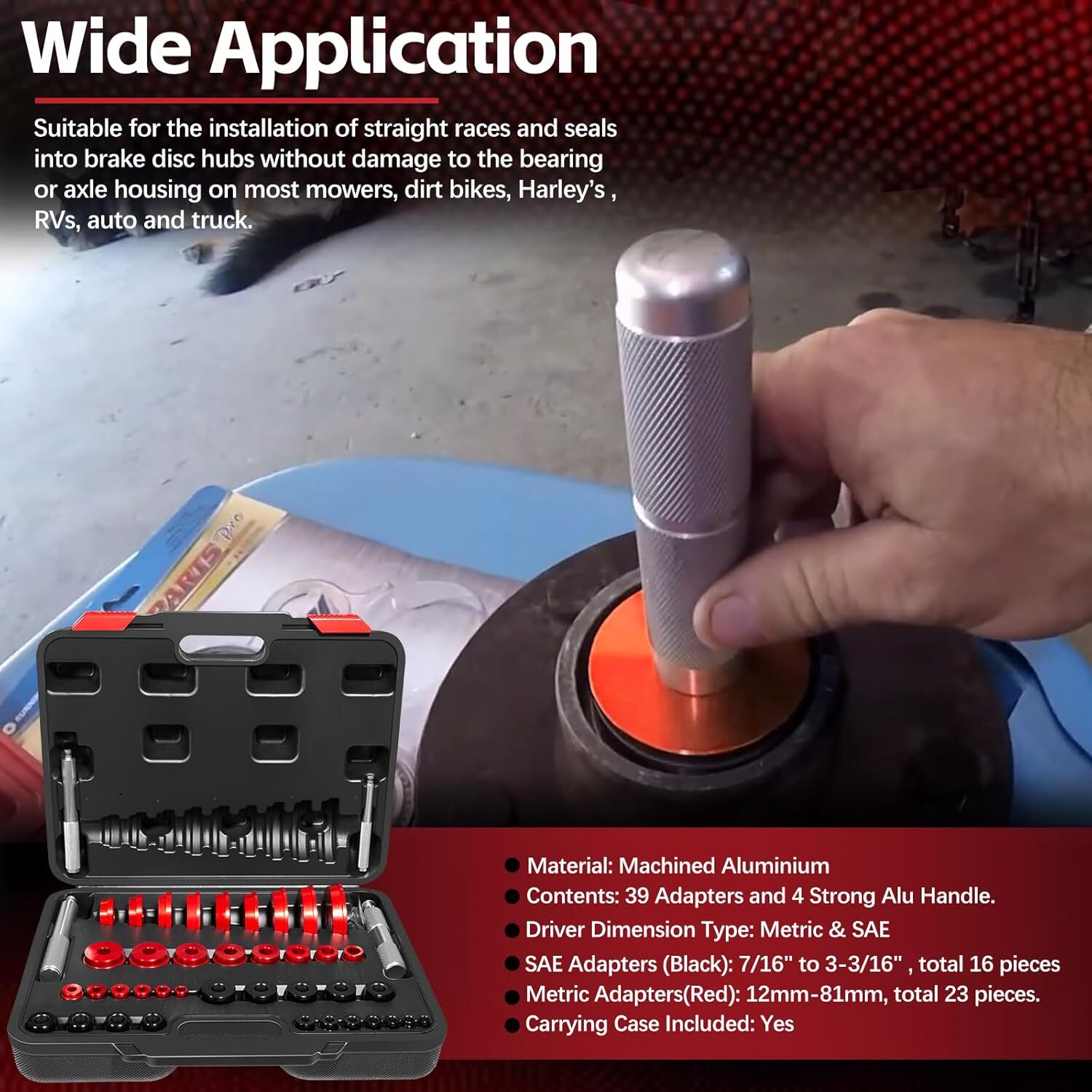 Bearing Press Kit, Bearing Race and Seal Driver Set, for Bearing Installation