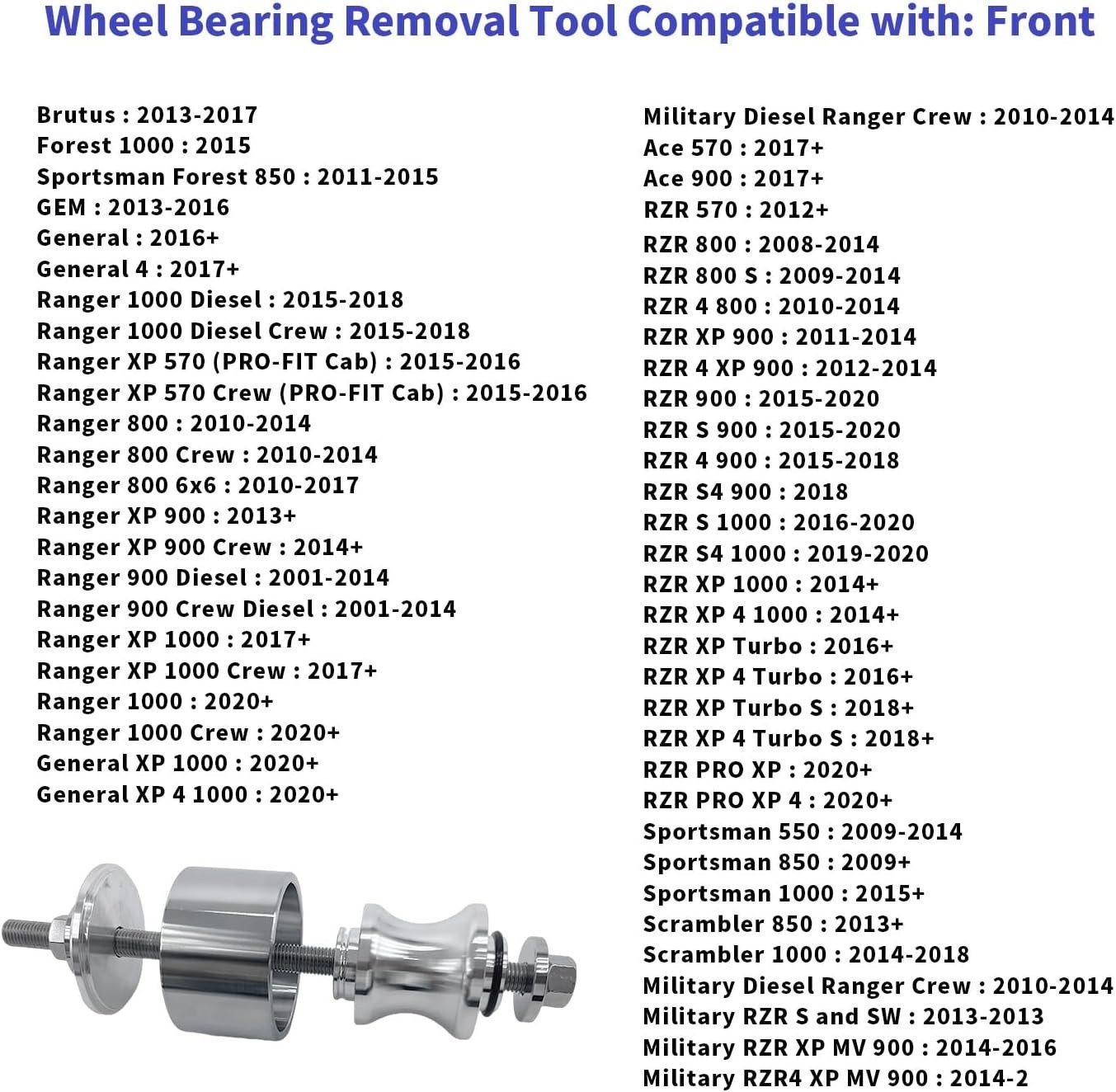 Polaris Wheel Bearing Removal Tool for 40mm & 44mm Bearings – Easy Installation