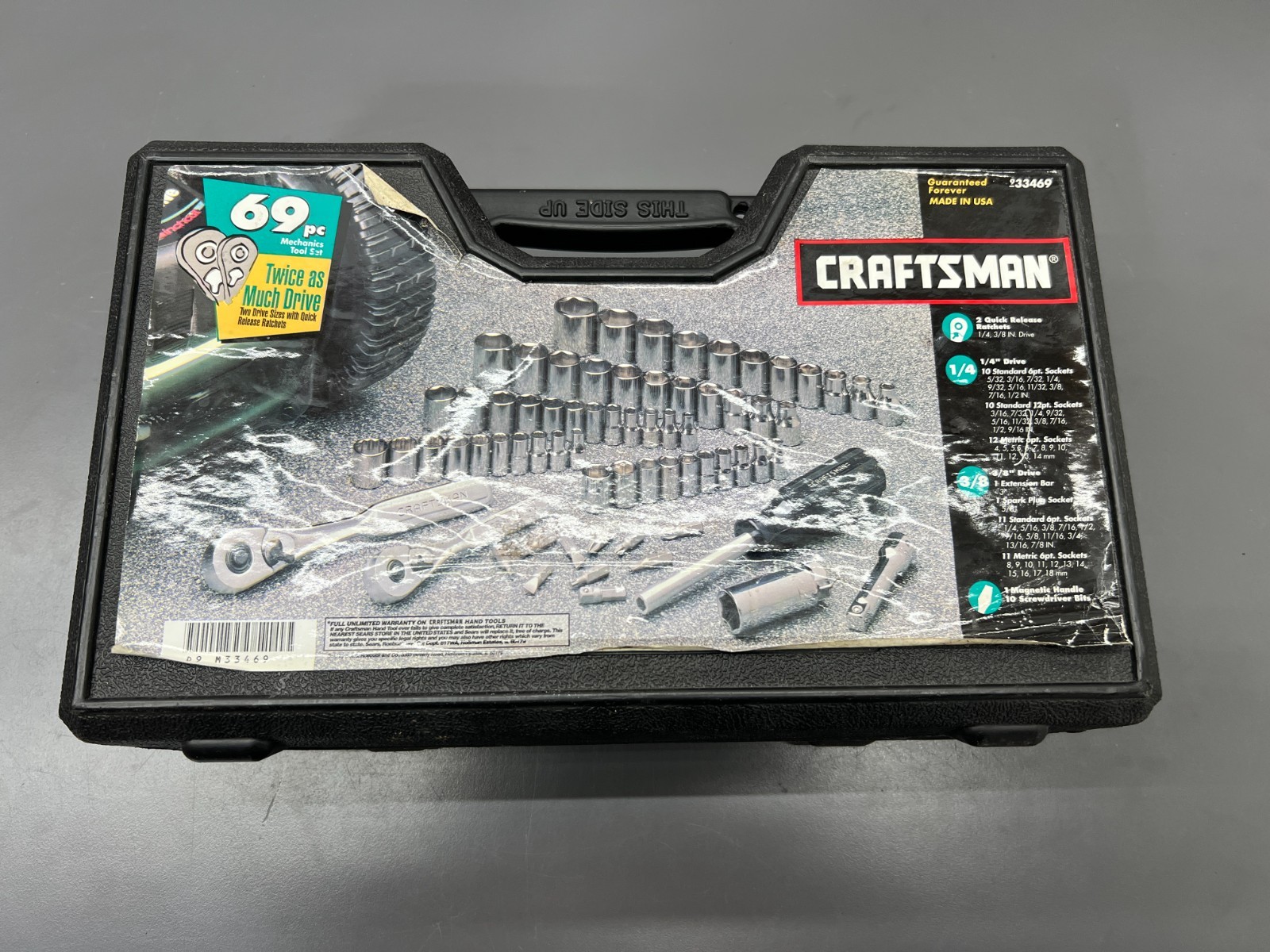 VINTAGE CRAFTSMAN 9 33469 69PC MECHANICS TOOL SET W CASE COMPLETE – EXC – USA