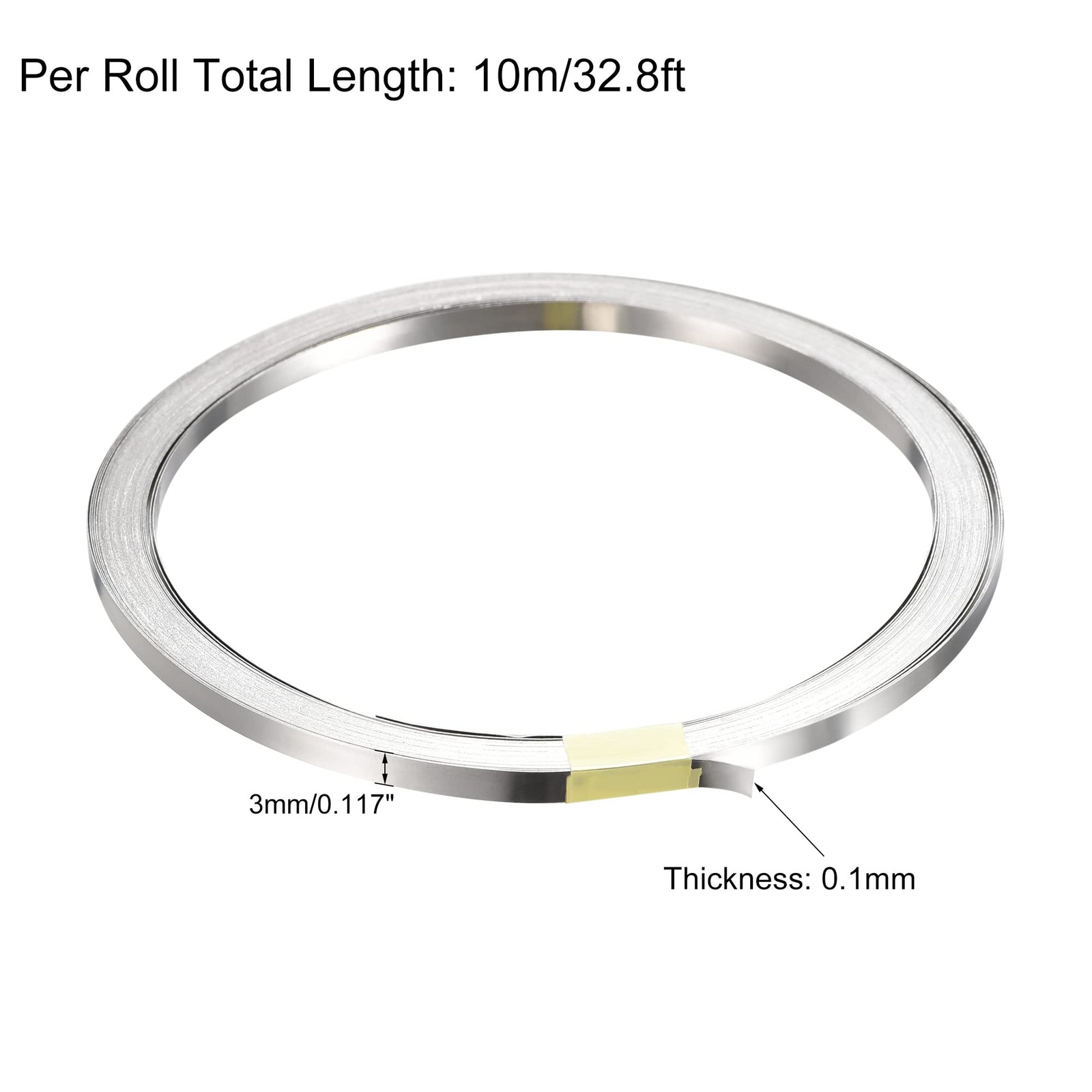 MECCANIXITY 1 Roll 10 Meter Nickel-Plated Steel Strip, Connecting Plate 3mm