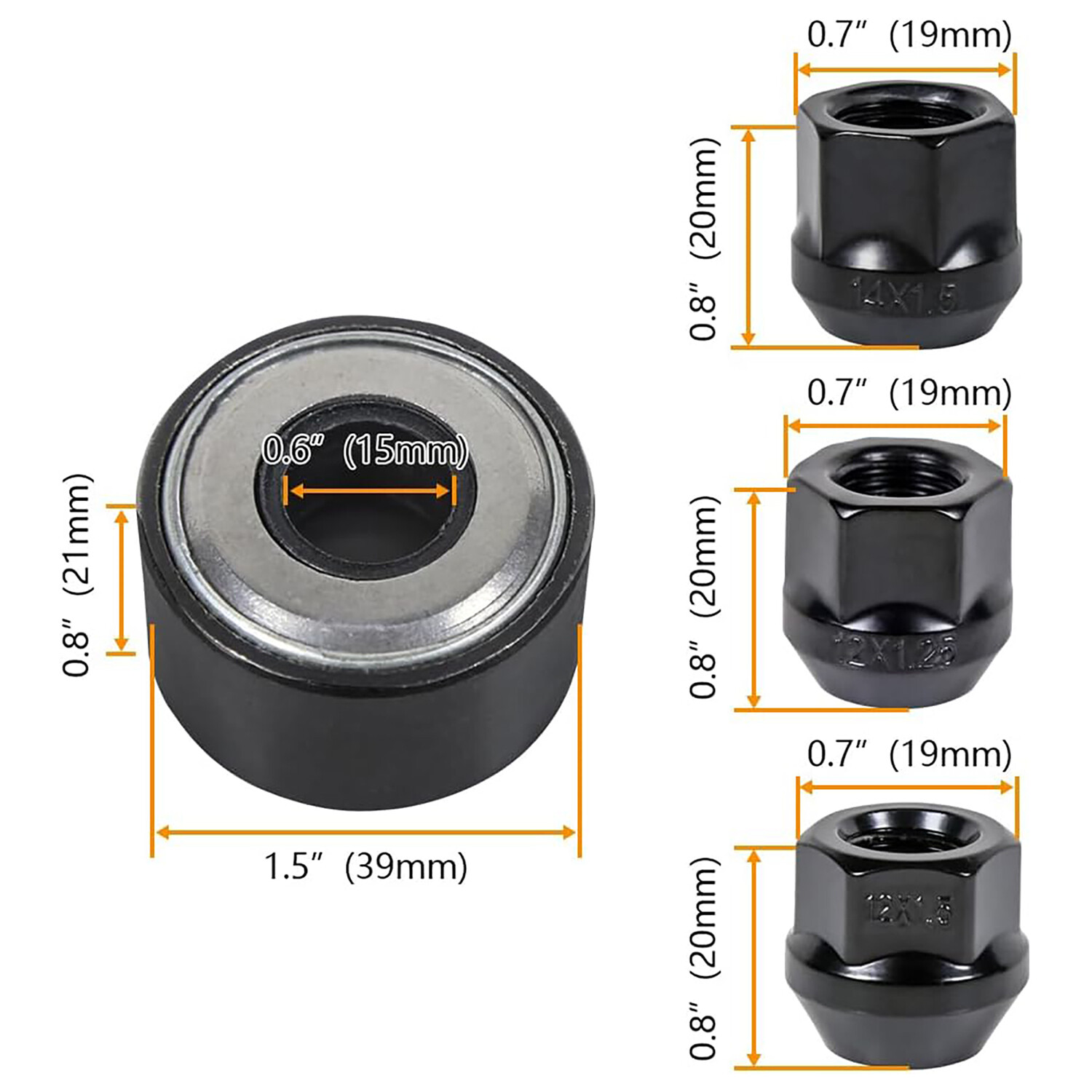Universal Wheel Stud Installer Tool with 3/4″ Hex Wheel Lug Nuts, Black