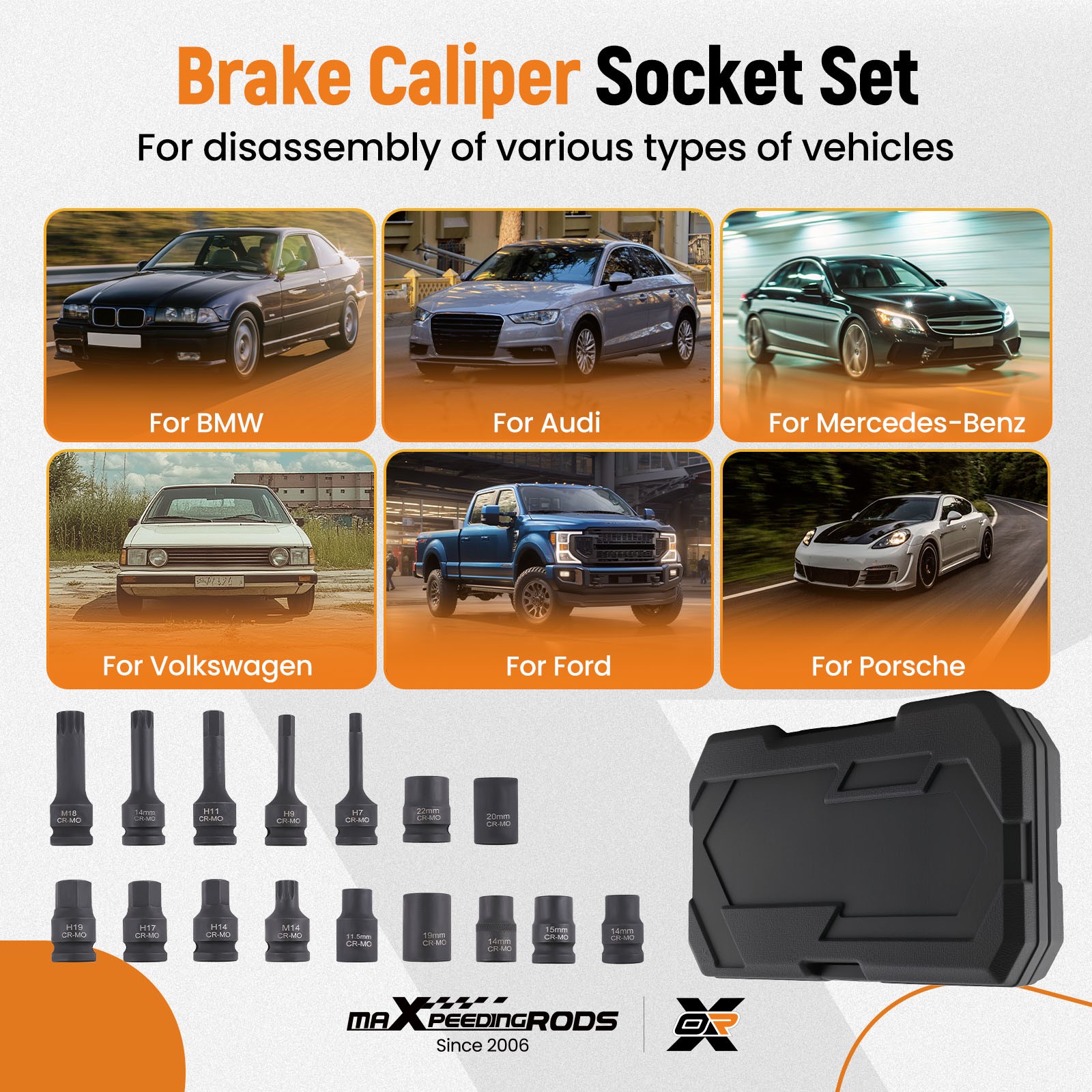 Brake Caliper Special Socket Set 1/2″ Square Drive Socket Wrench Brake Tool Kit