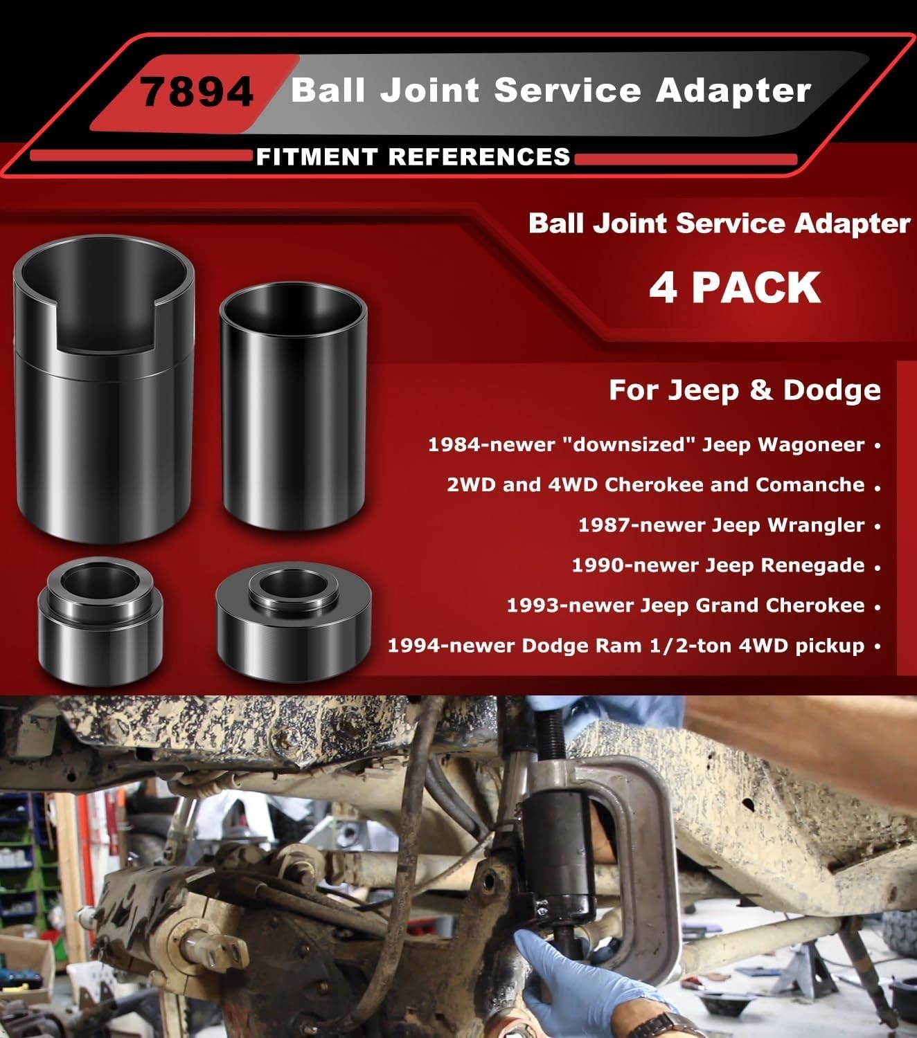Ball Joint Service Adapter Tools Kit 7894 for Jeep Wrangler & Dodge Ram Trucks
