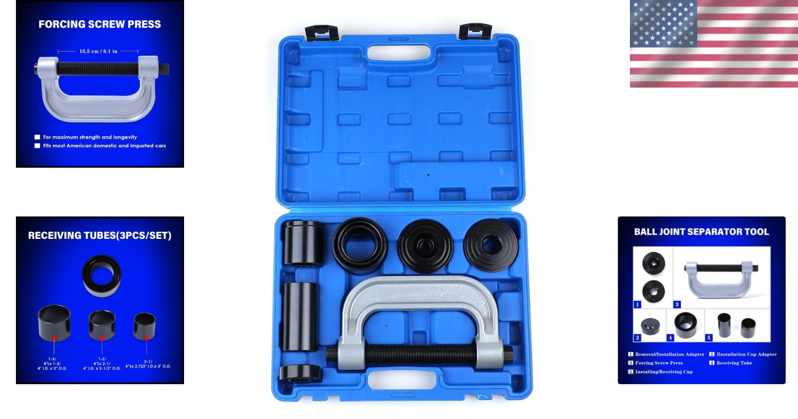 Heavy Duty Ball Joint Press & U Joint Removal Tool Kit with 4×4 Adapters, for