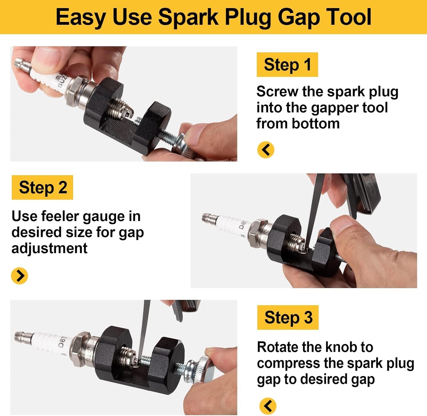 Spark Plug Gap Tool 2pcs Precision Adjustment Kit for 12mm 14mm Spark Plugs