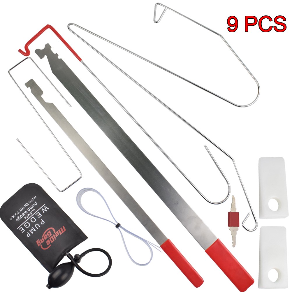 9pcs Car Door Unlock Lock Out Key Lost Opening Tool Kit Air Pump Universal Auto