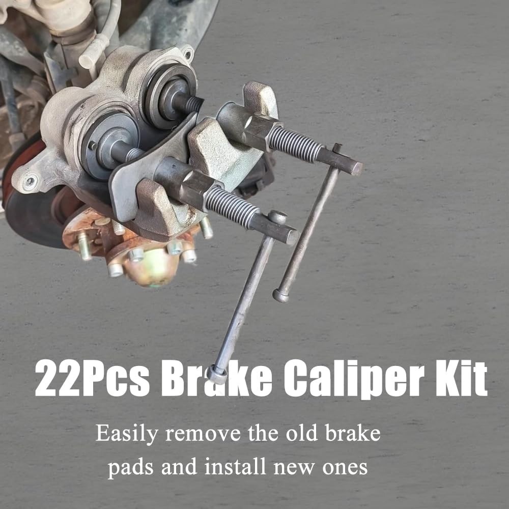 22 Piece Disc Brake Caliper Compression Tool Kit Set 18 Adapters Pad Replacement
