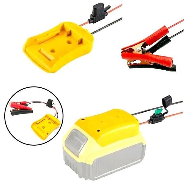 2FT 8AWG Car For Jumper Cable Clamp with Adapter for Dewalt 20V Battery System