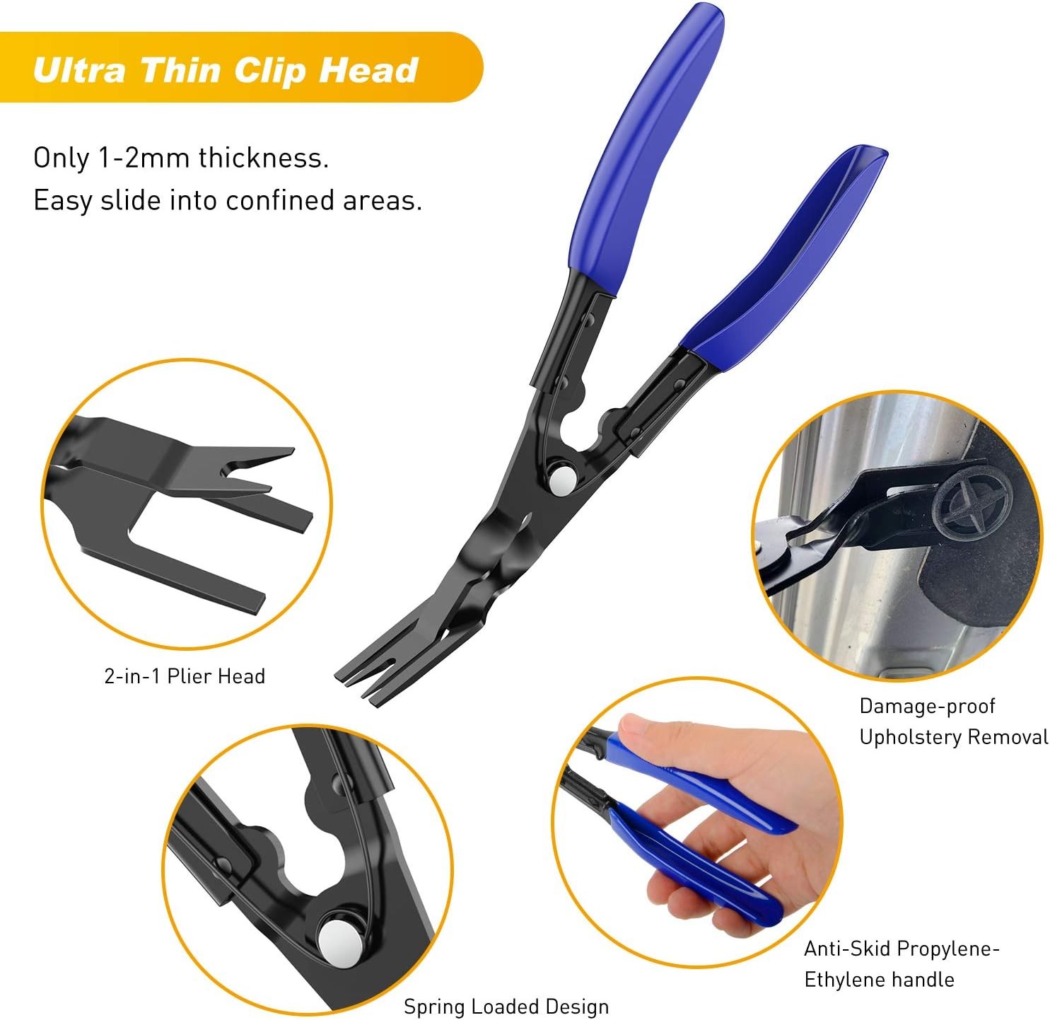 GRC-49 19Pcs Trim Removal Tool Set & Clip Plier Upholstery Remover Nylon Car