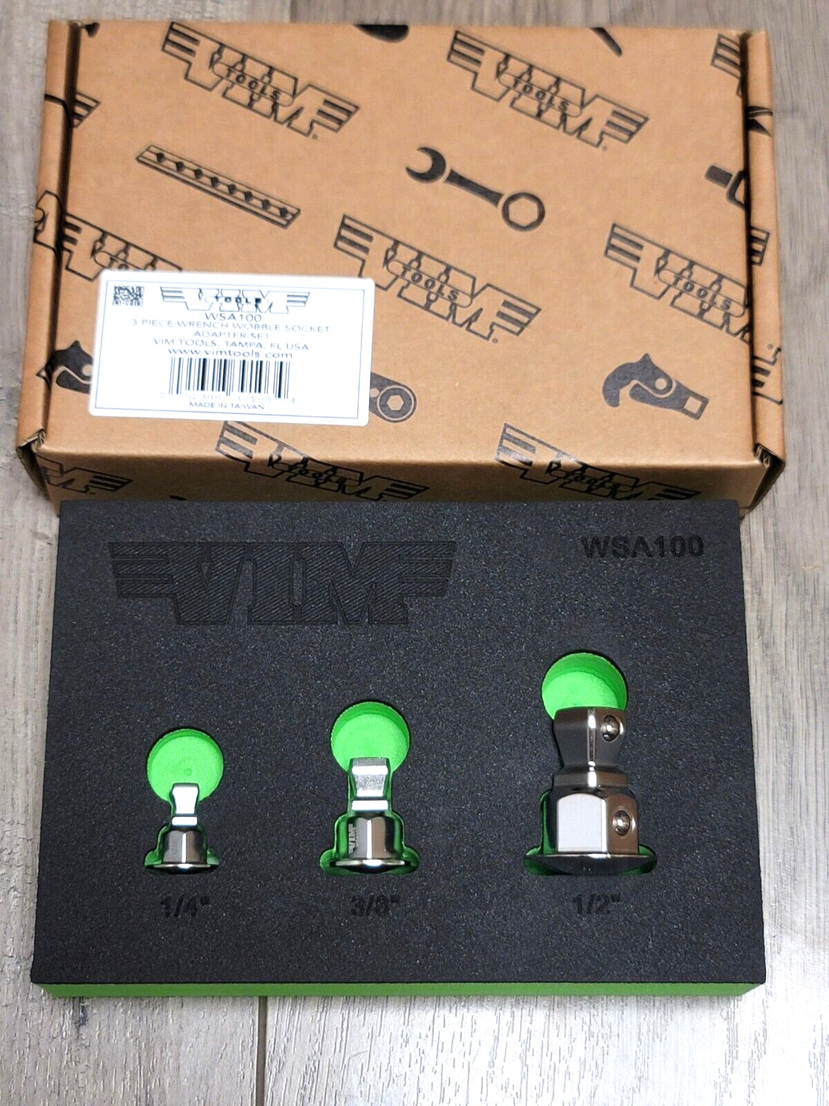 Vim Tools 3pc Wobble Socket Adapter Set fits most Combo Wrenches #WSA100