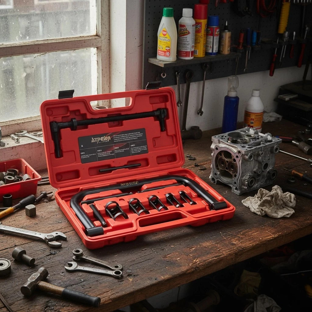 Auto Valve Spring Compressor C-Clamp Tool Kit for Motorcycle, ATV, Car Engines
