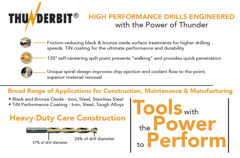 Triumph Twist Drill Silver Deming T9FHD ThunderBit Black Bronze USA