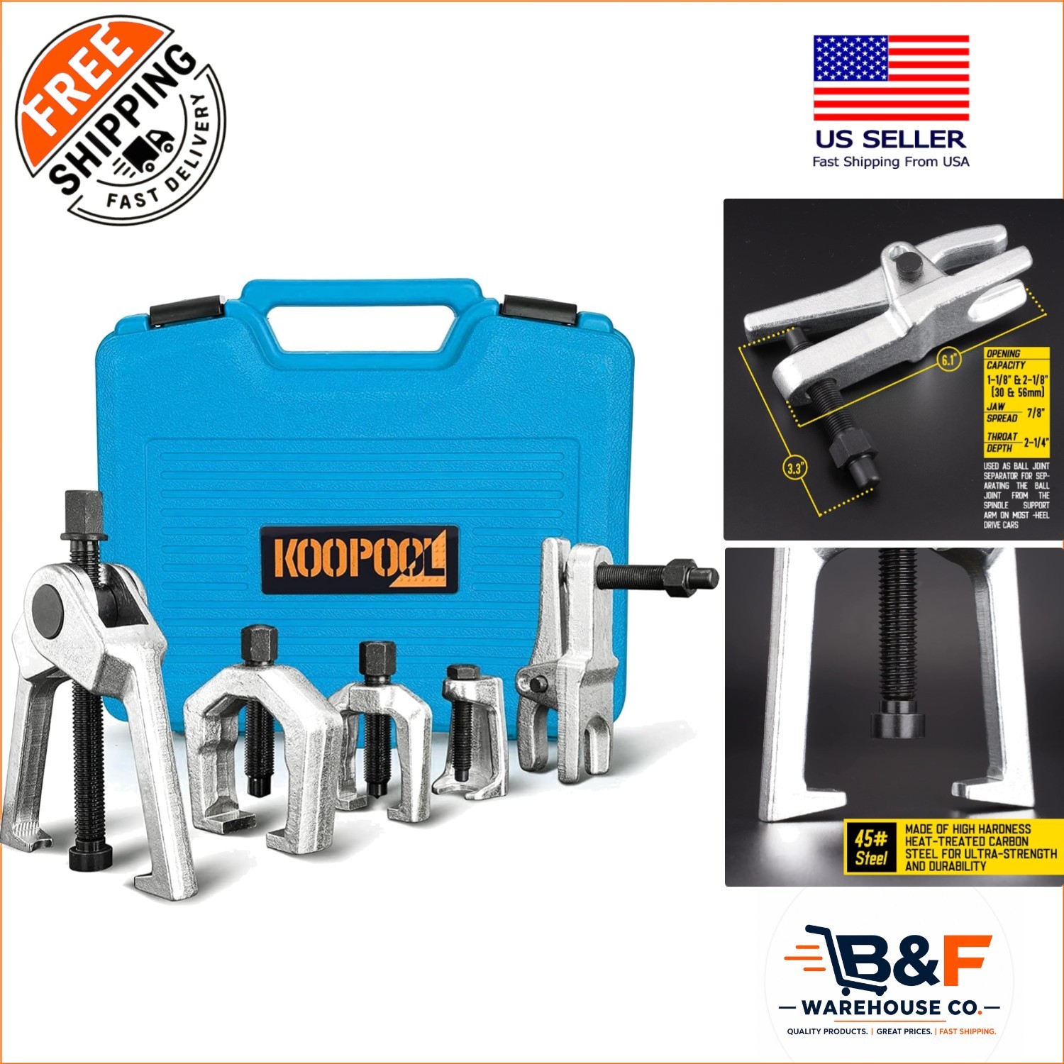 5-in-1 Pitman Arm Puller & Tie Rod End Tool Set for Durable Vehicle Maintenance