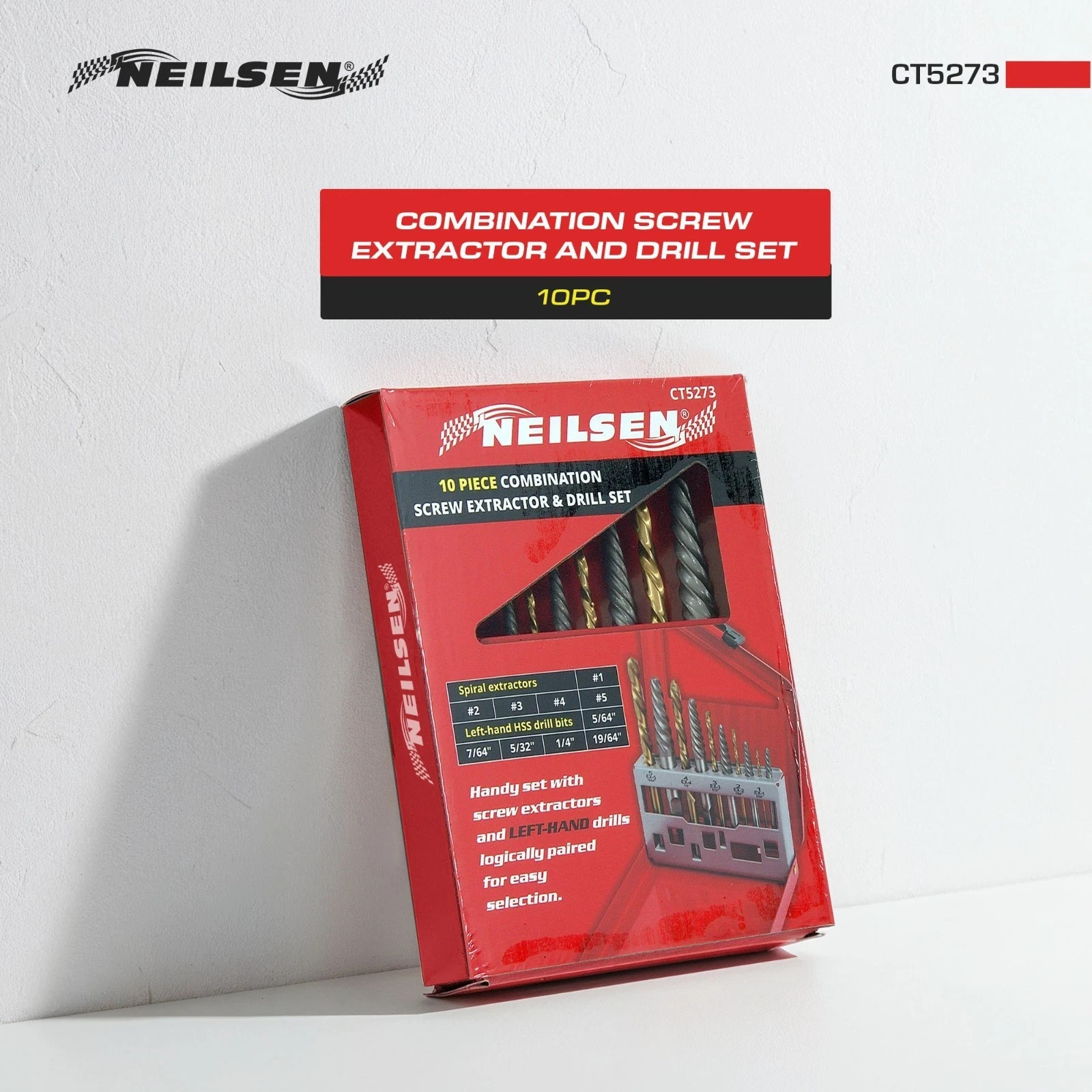 Left Hand Drills Broken Screw Bolt Stud Extractor Easy out Drill Set Neilsen