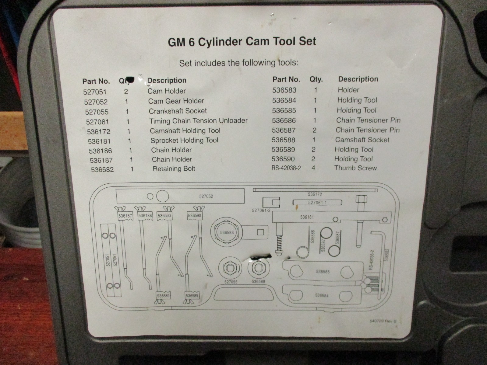 AUTOMOTIVE TOOLS * OTC * GM 6 CYLINDER CAM TOOL SET * 6688