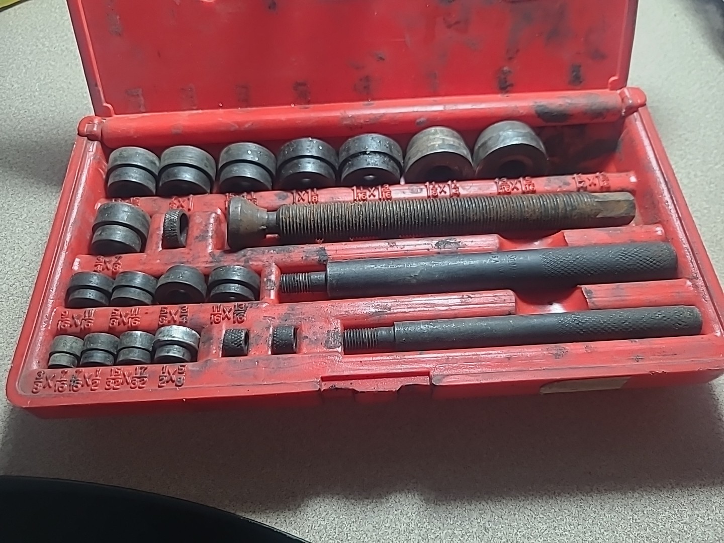 Snap-On A157C Bushing Driver Set in PB20 Case Missing a few pieces