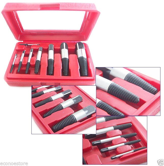 8 Pcs Jumbo Screw Bolt Extractor Remover Easy Out Screws Bolts Removal Case