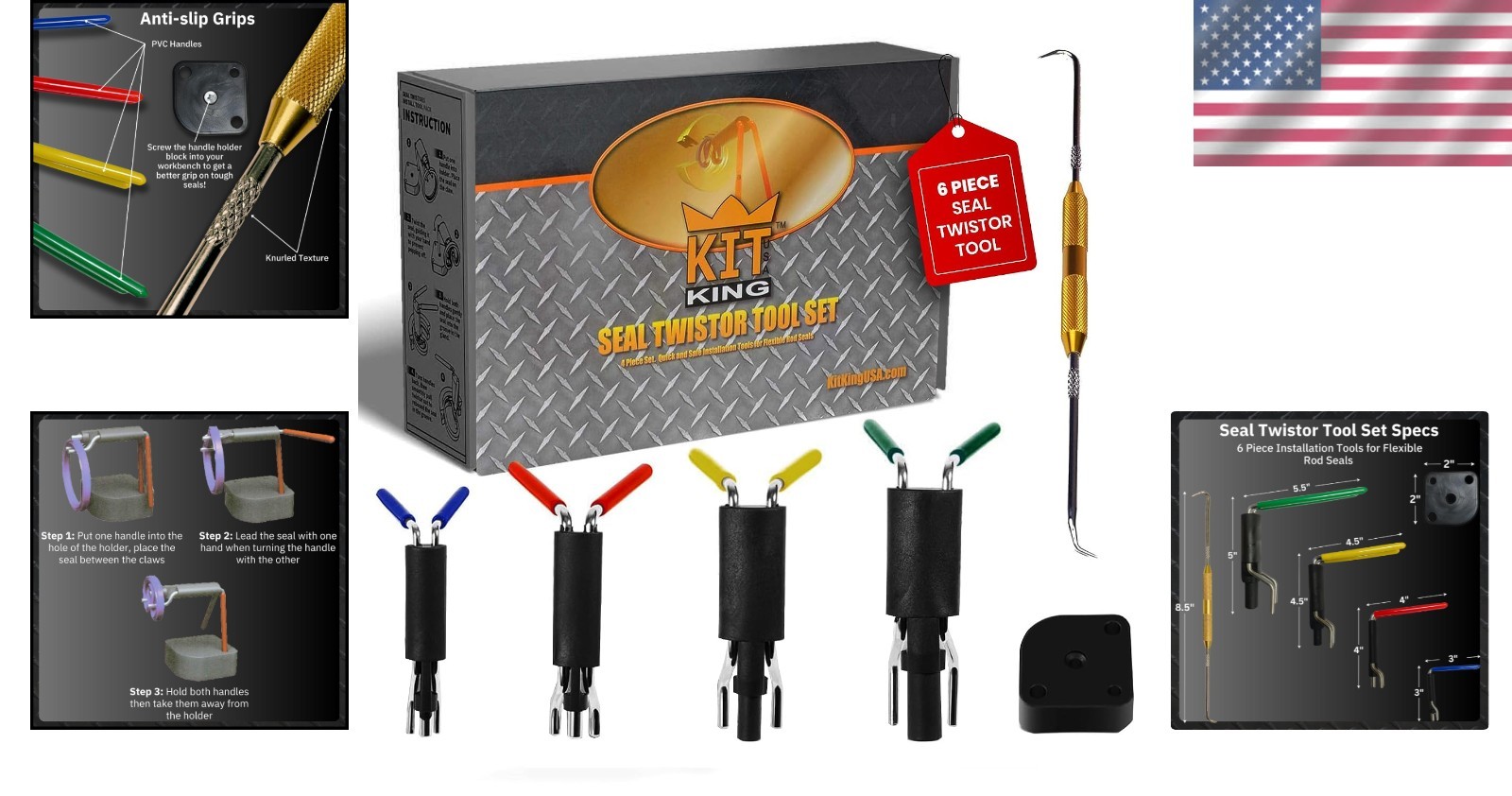 Hydraulic Seal Installation Tool Set – 6 Piece Twistor Kit for Easy Seal Fitting