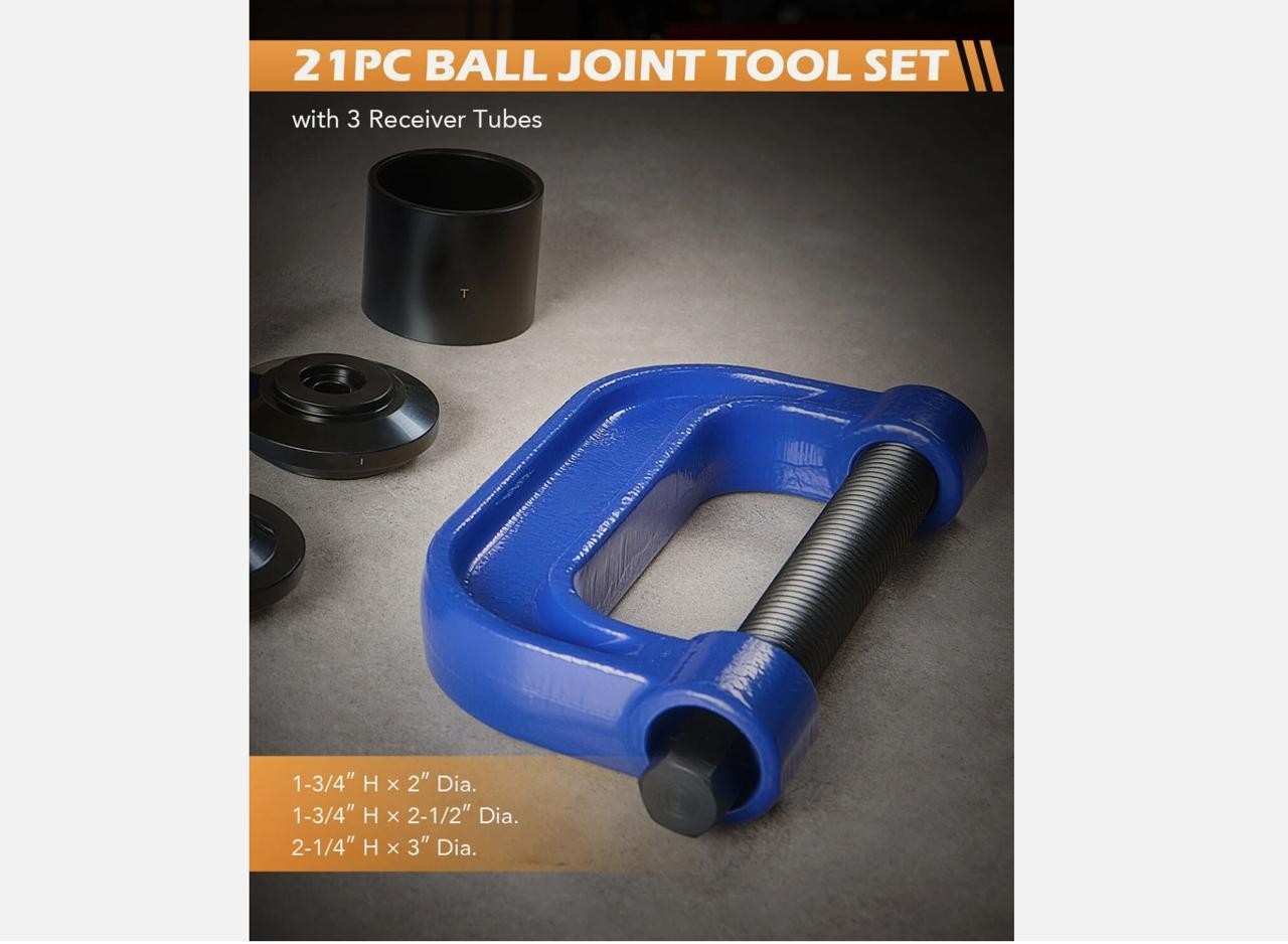 21-Piece Ball Joint Press Master Kit for 2/4WD – Removal & Installation Tool Set