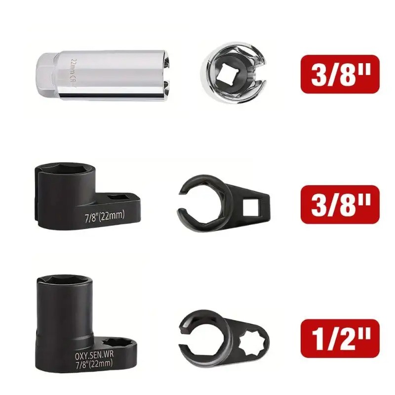 5 PCS Oxygen Sensor Socket Thread Chasers Tool Set Repair Kit Car Garage