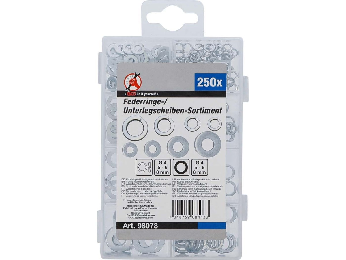Spring washer / washers assortment box M4-M8 250 pieces
