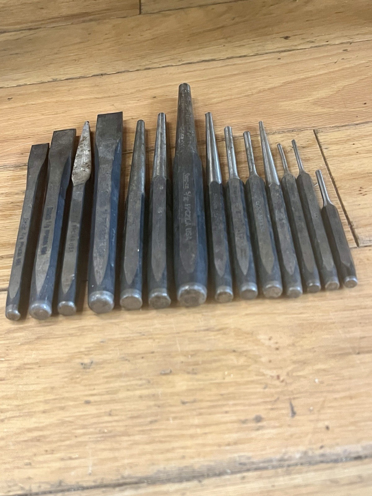 Snap-On 12 pc punch and chisel set sharp straight no mushrooming same day ship!