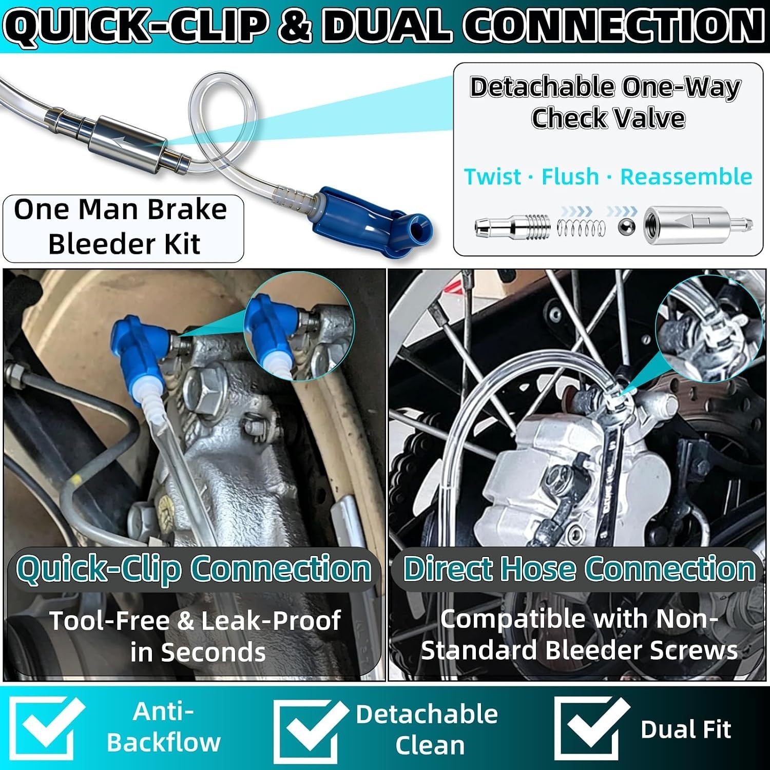 Universal Brake Bleeding Tool Kit for Car Motorcycle Hydraulic Systems