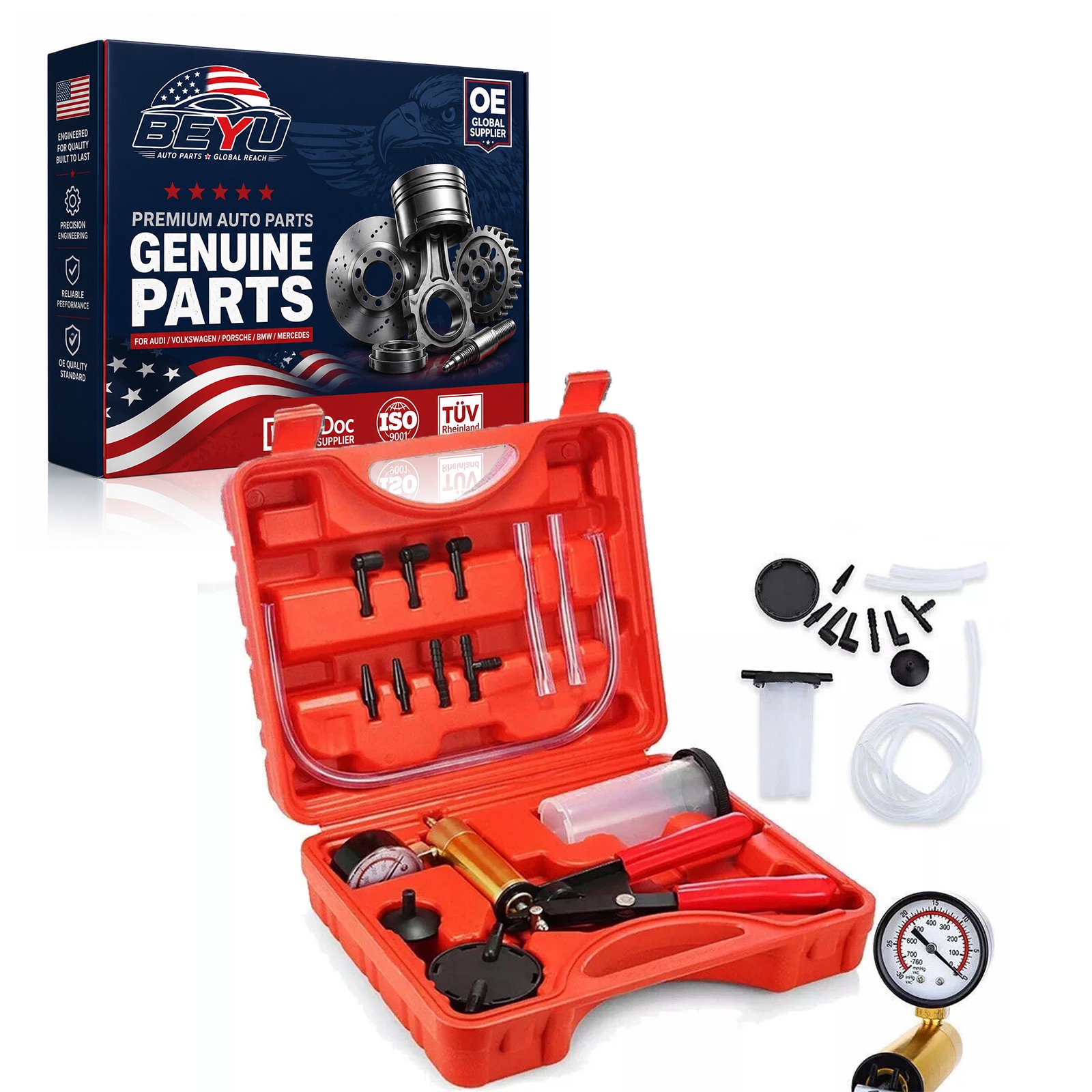 Manual Vacuum Pressure Pump Brake Fluid Drain Kit Vacuum PistolPump Tester Kit