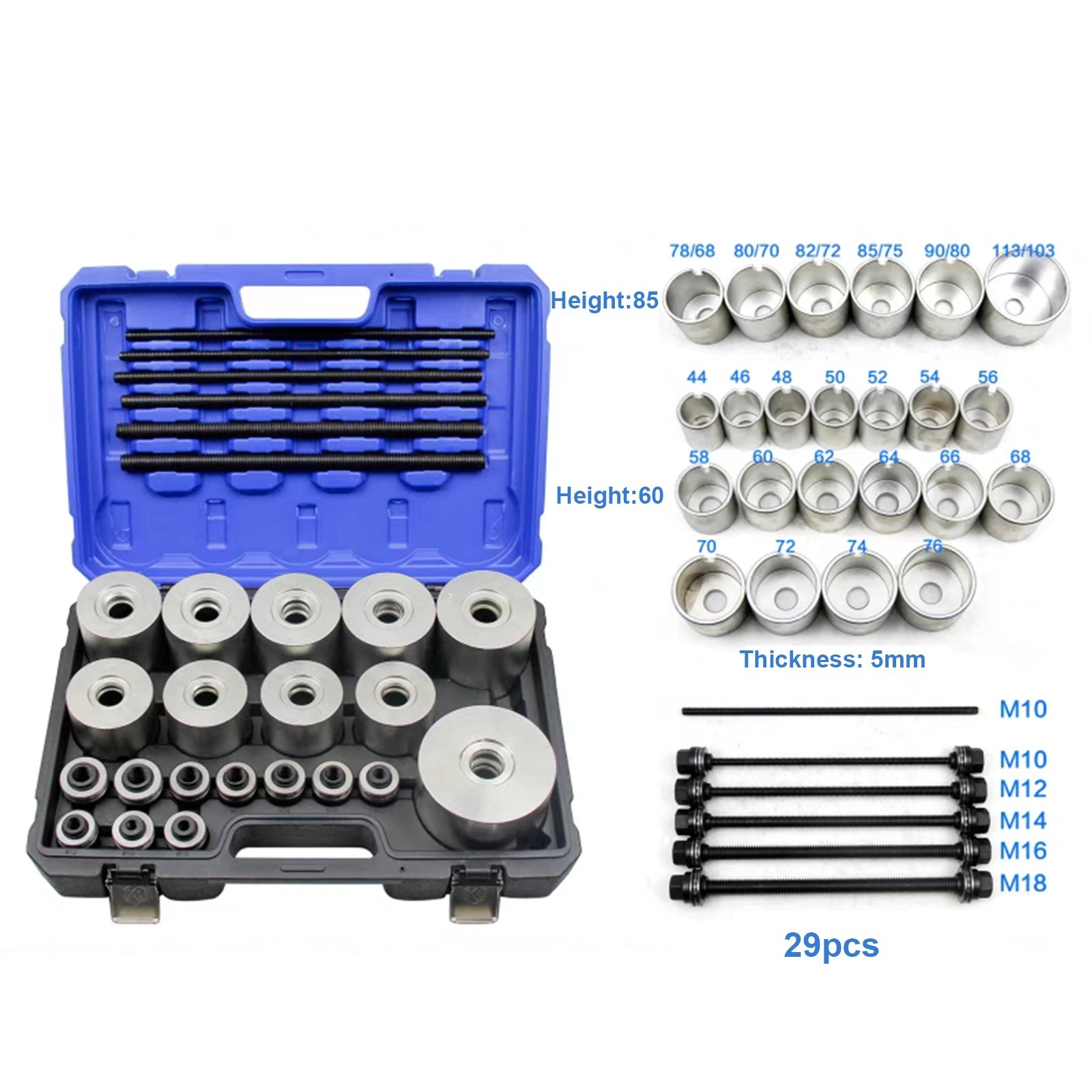 Kuntech 29PCS Press Pull Sleeve Kit Bearing Bushing Removal Installation Tool