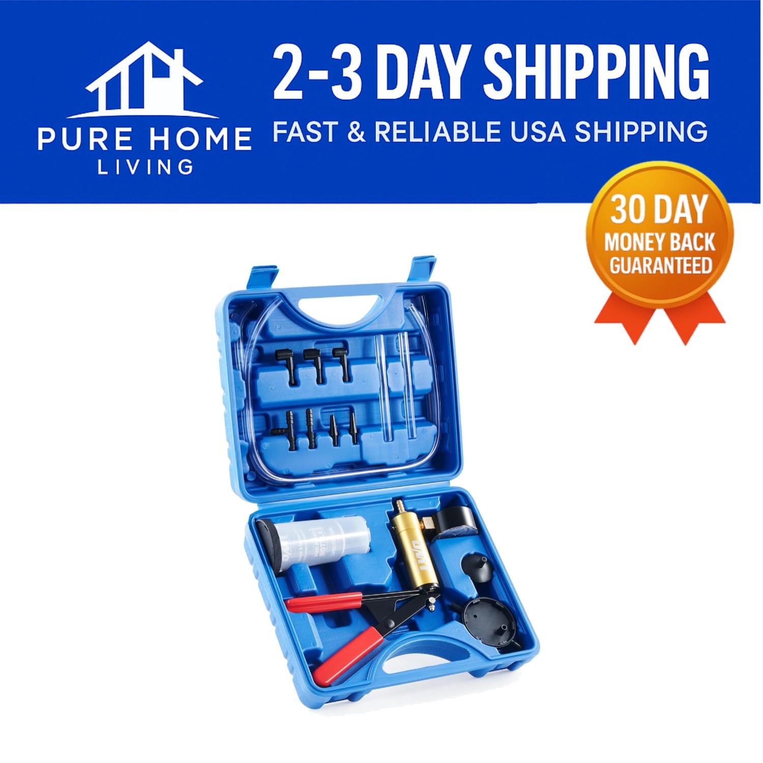 2-in-1 Brake Bleeder & Fluid Tester with Pump and Multiple Adapters