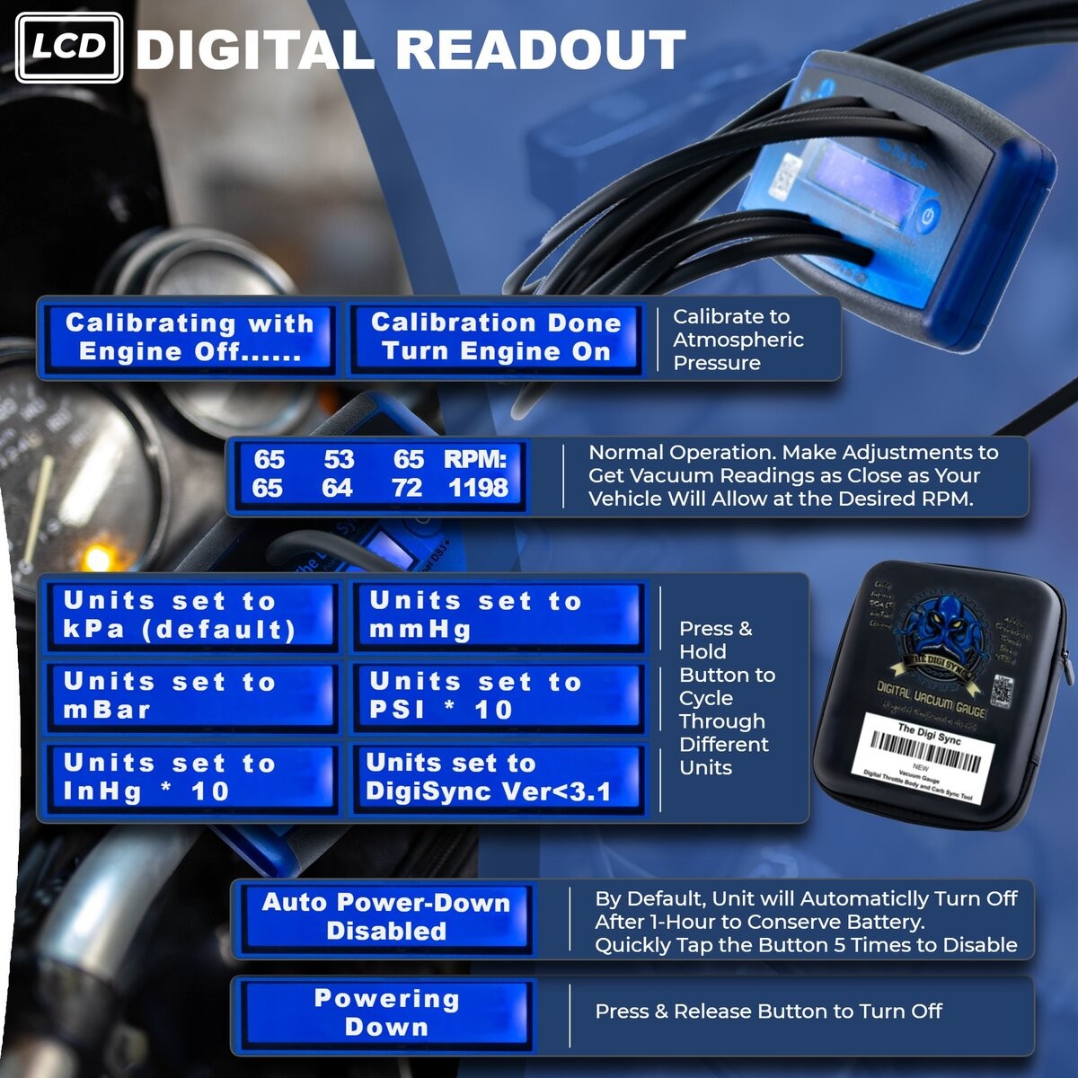 The Digi Sync 6-Channel DS3+ Pro Digital Throttle Body And Carb Sync Tool