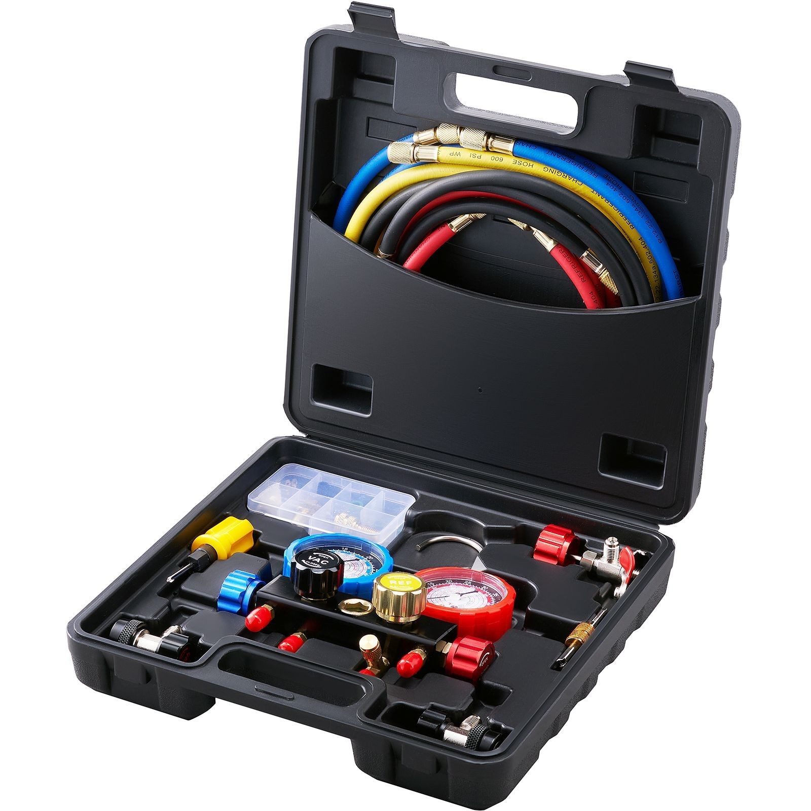 4-Way AC Manifold Gauge Set R134A R22 R12 R410A, 5ft Hoses for Auto RV