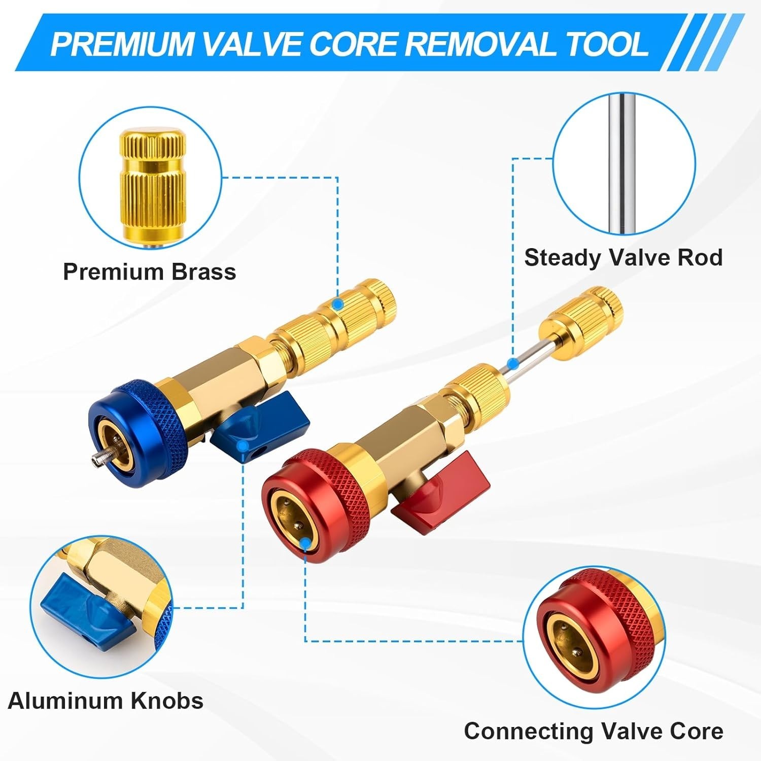 R134A Valve Core Quick Remover Installer Tool Set – 31PCS AC High Low Pressur…