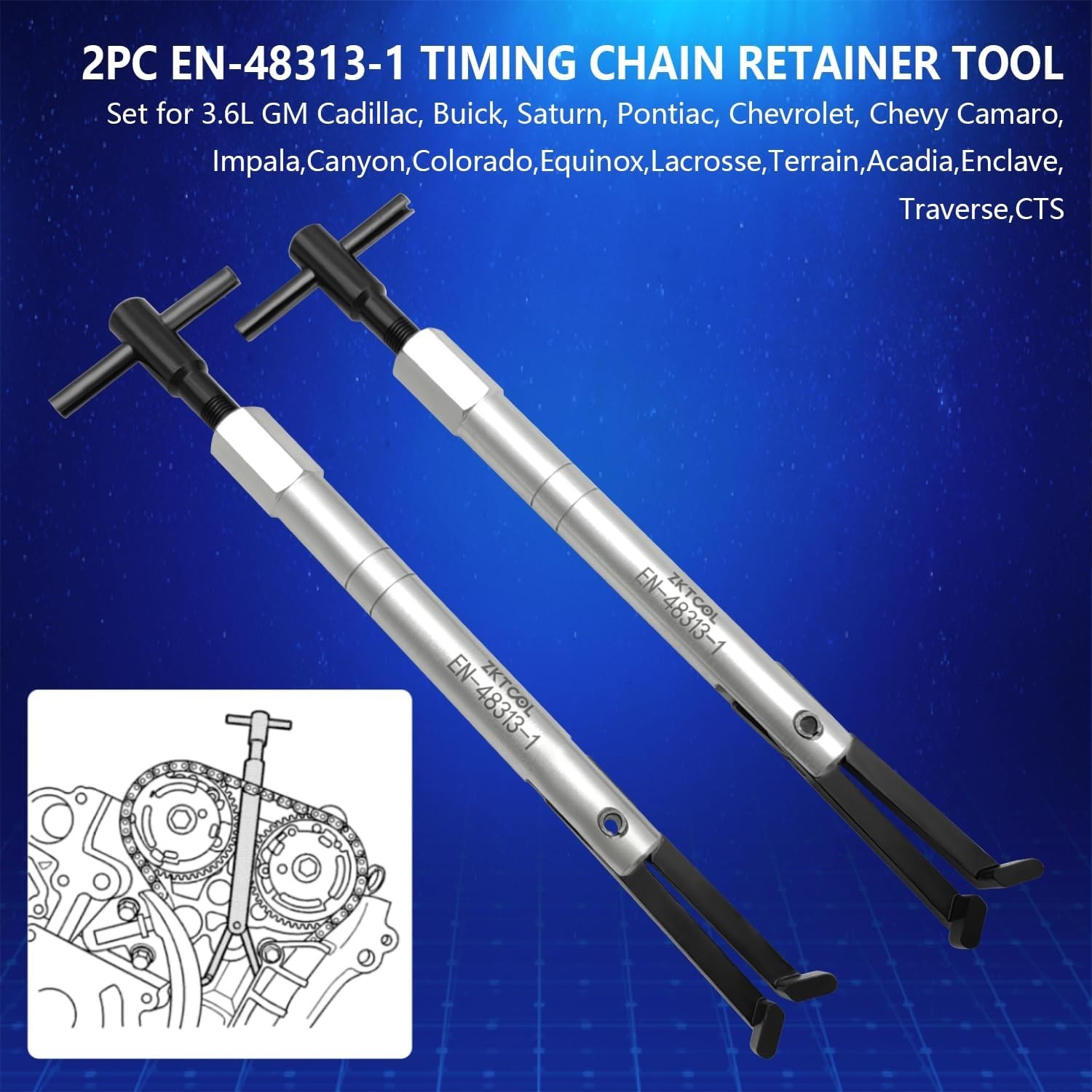 EN-48313-1 2pcs Timing Chain Retainer Tool for 3.6L GM Cadillac Chevy Buick etc