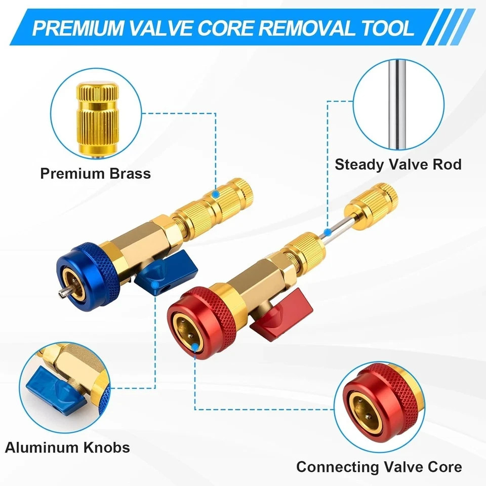 31Pcs R134A A/C Car Air Conditioning Valve Core Remover Tool High Low Pressure..