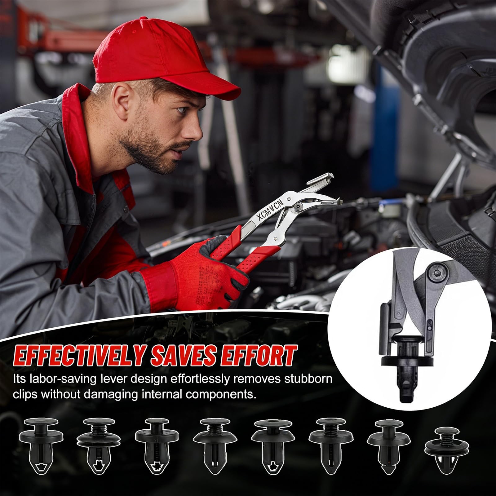 Car Clip Pliers, Spring-Loaded Panel Clip Removal Pliers Tool, Professional Auto