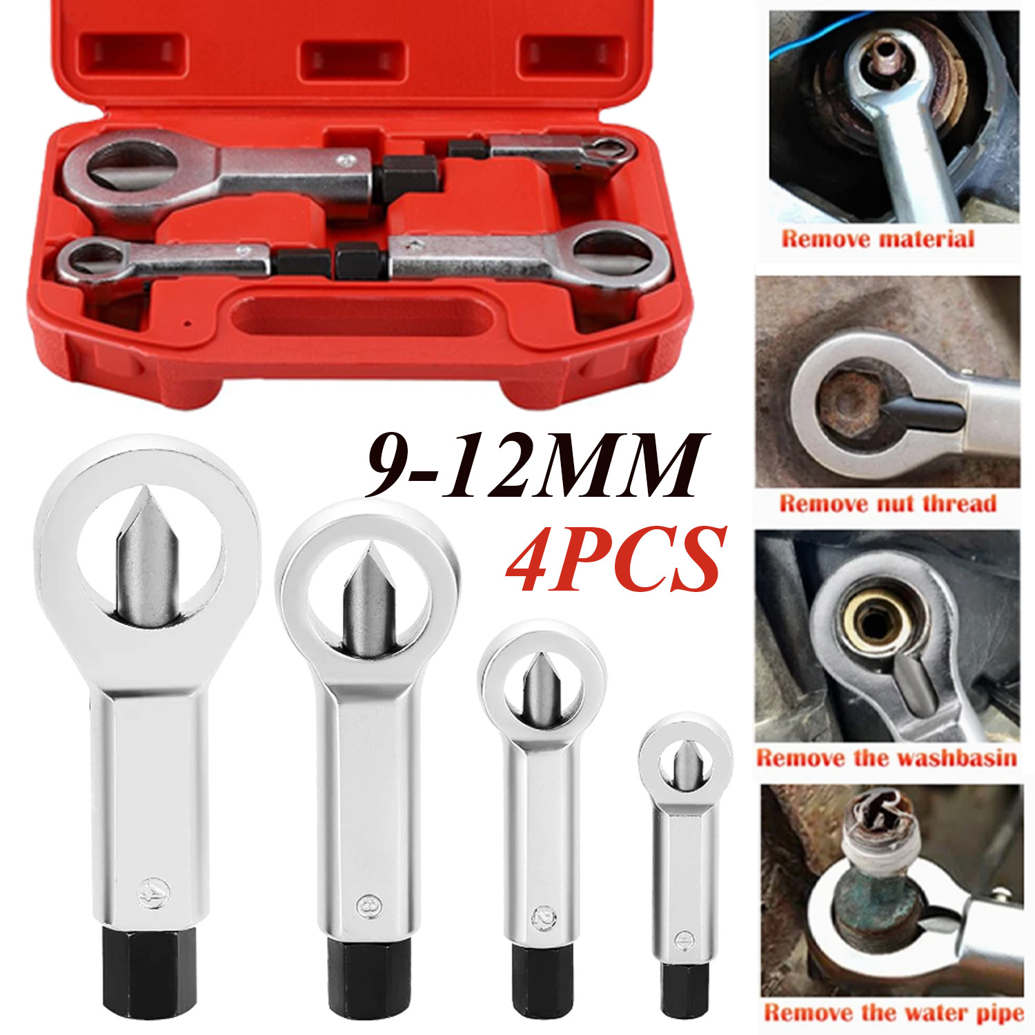 4PCS Nut Splitter Breaker 9-27mm Nut Remover Extractor Adjustable Cracker Hand
