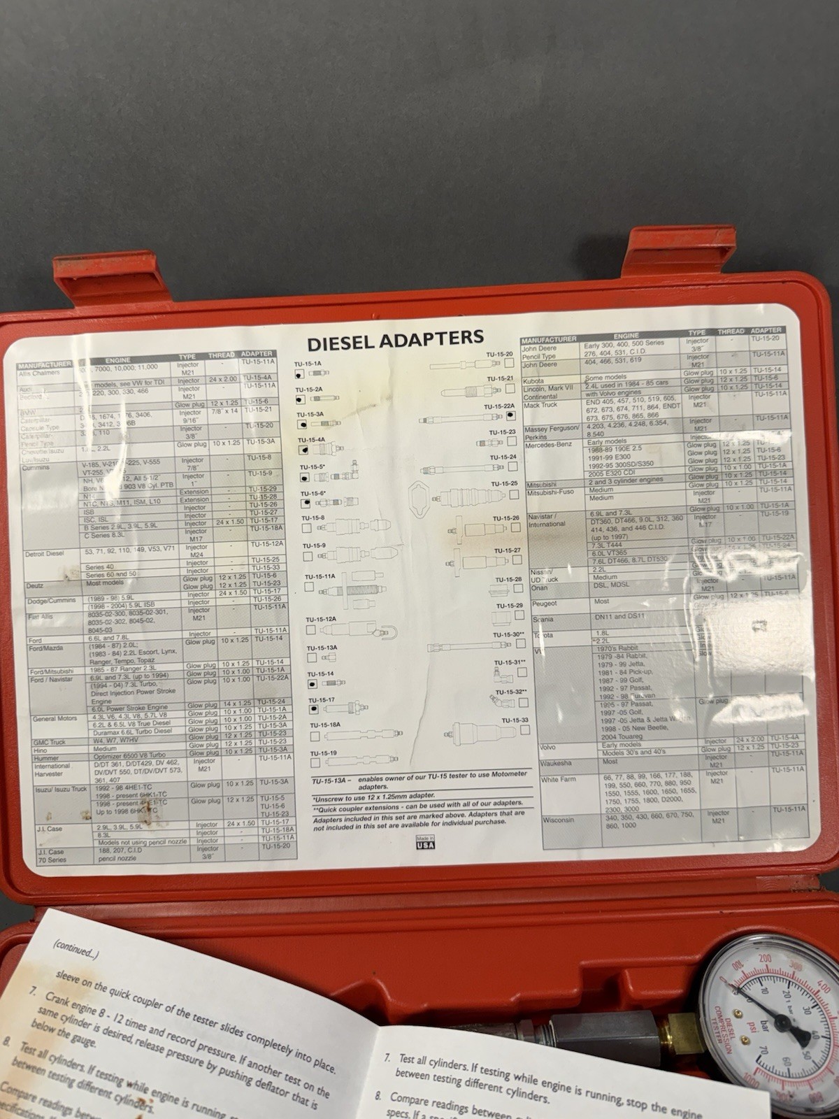 Star Products TU-15-53 Diesel Compression Test Set (tu1553). USA