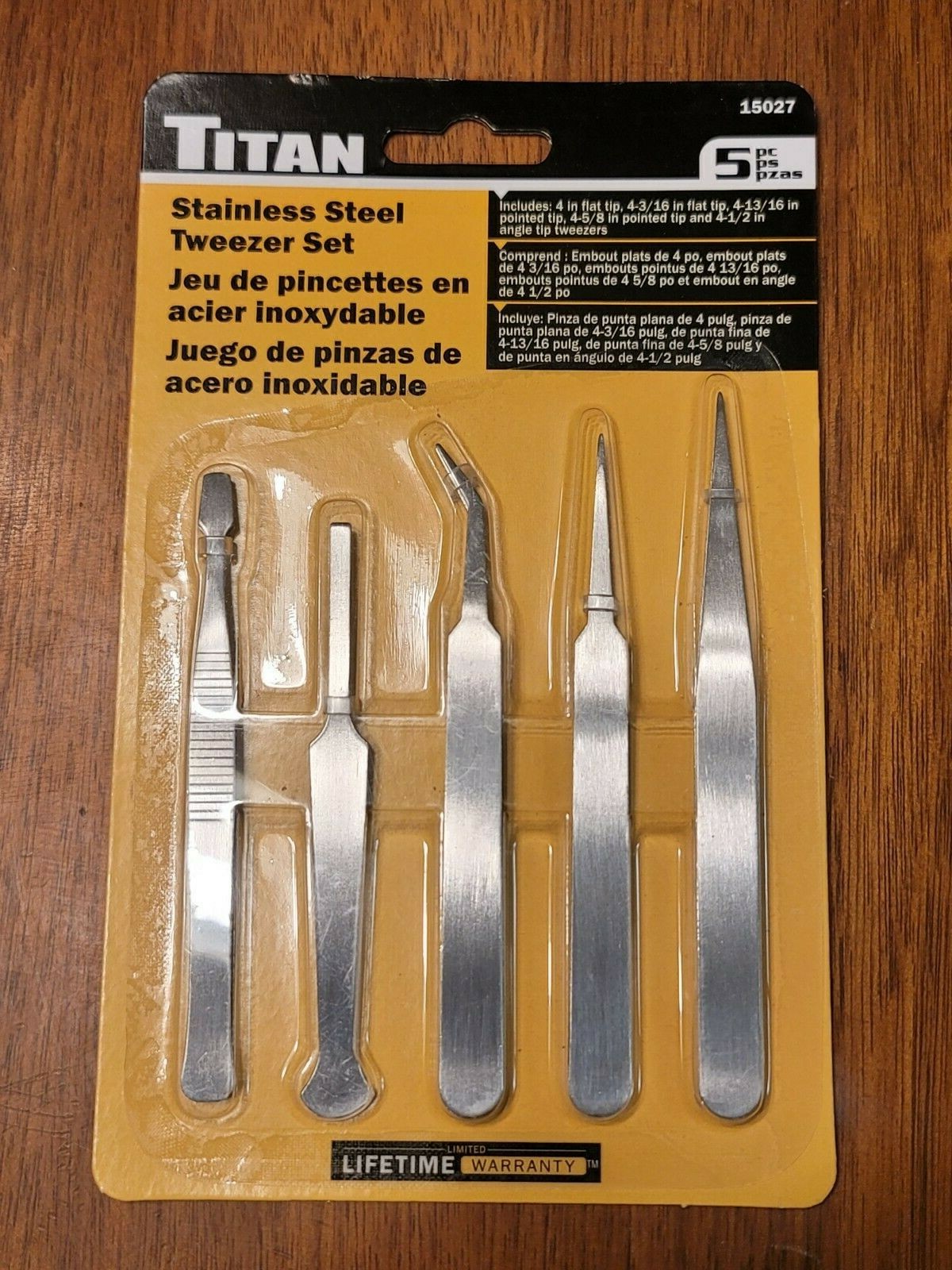 Titan 5pc 4-3/4″ Precision Stainless Steel Tweezer Set #15027