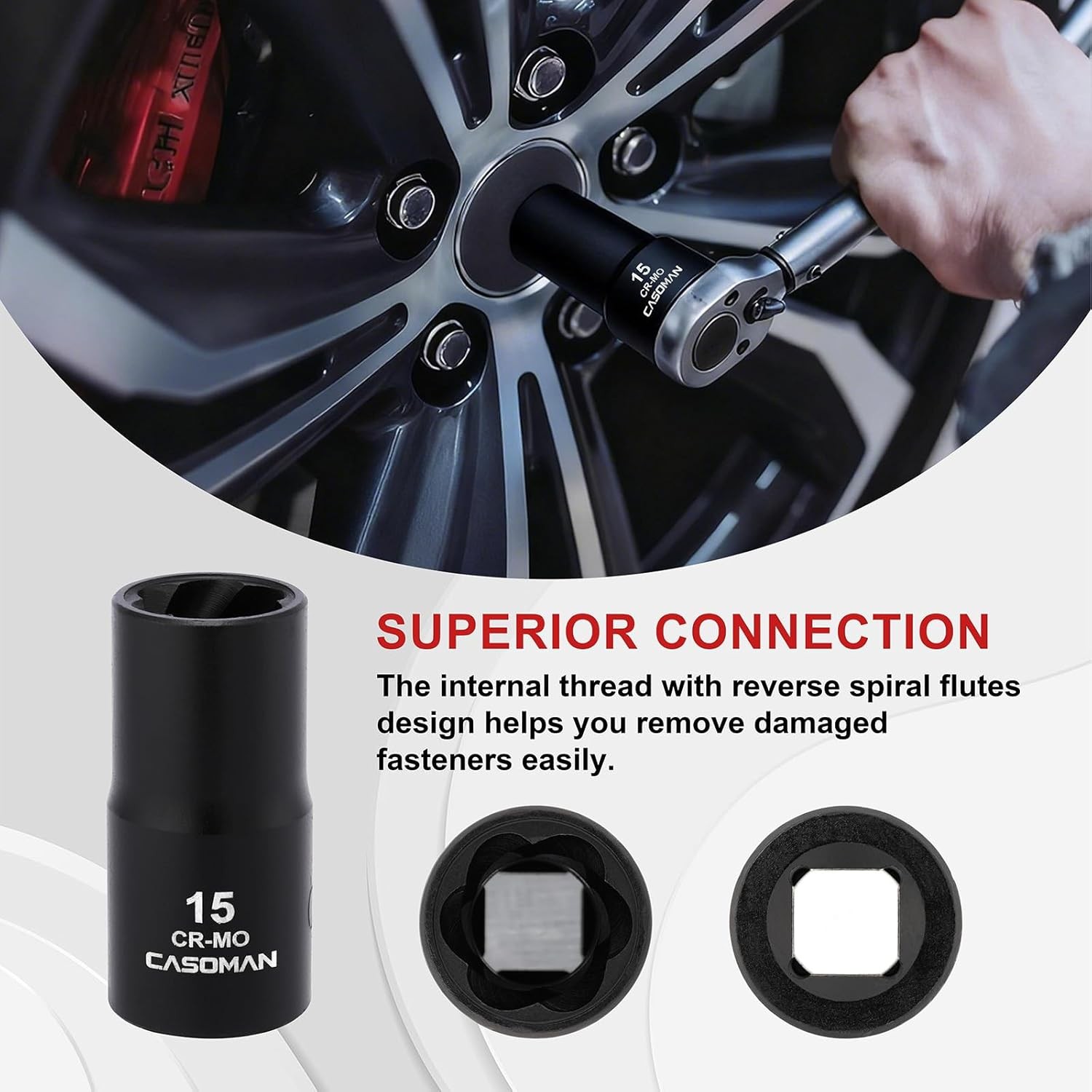 16PCS 1/2″ Drive Impact Bolt &Nut Extractor Socket Set Stripped Lug Nut Remover