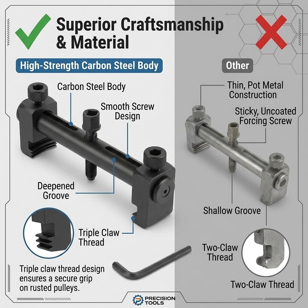 Ribbed Drive Crankshaft Auxiliary Pulley Removal Puller Tool Kit