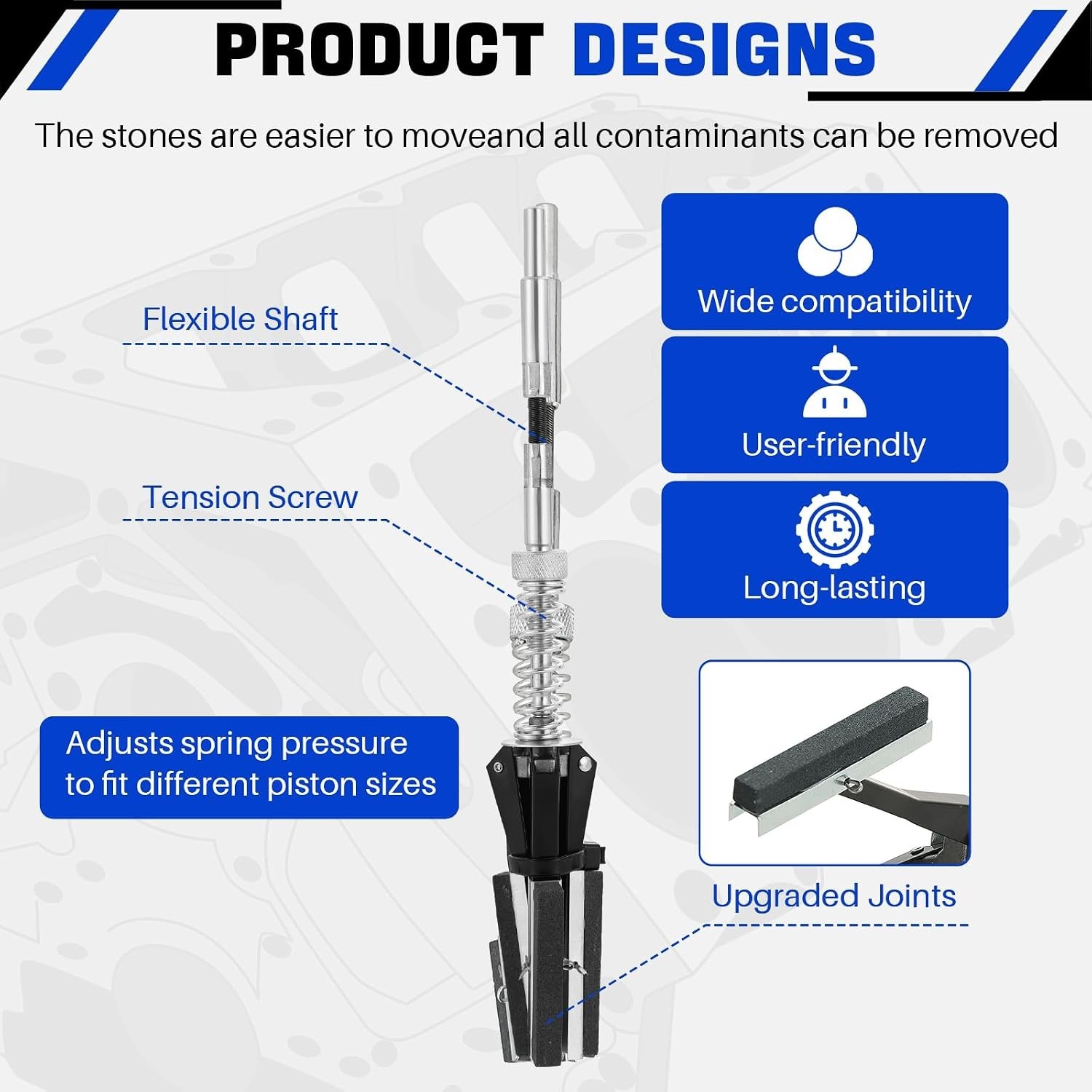 Engine Cylinder Hone with 3 Adjustable Stones | 1-1/4″ to 3-1/2″ Size