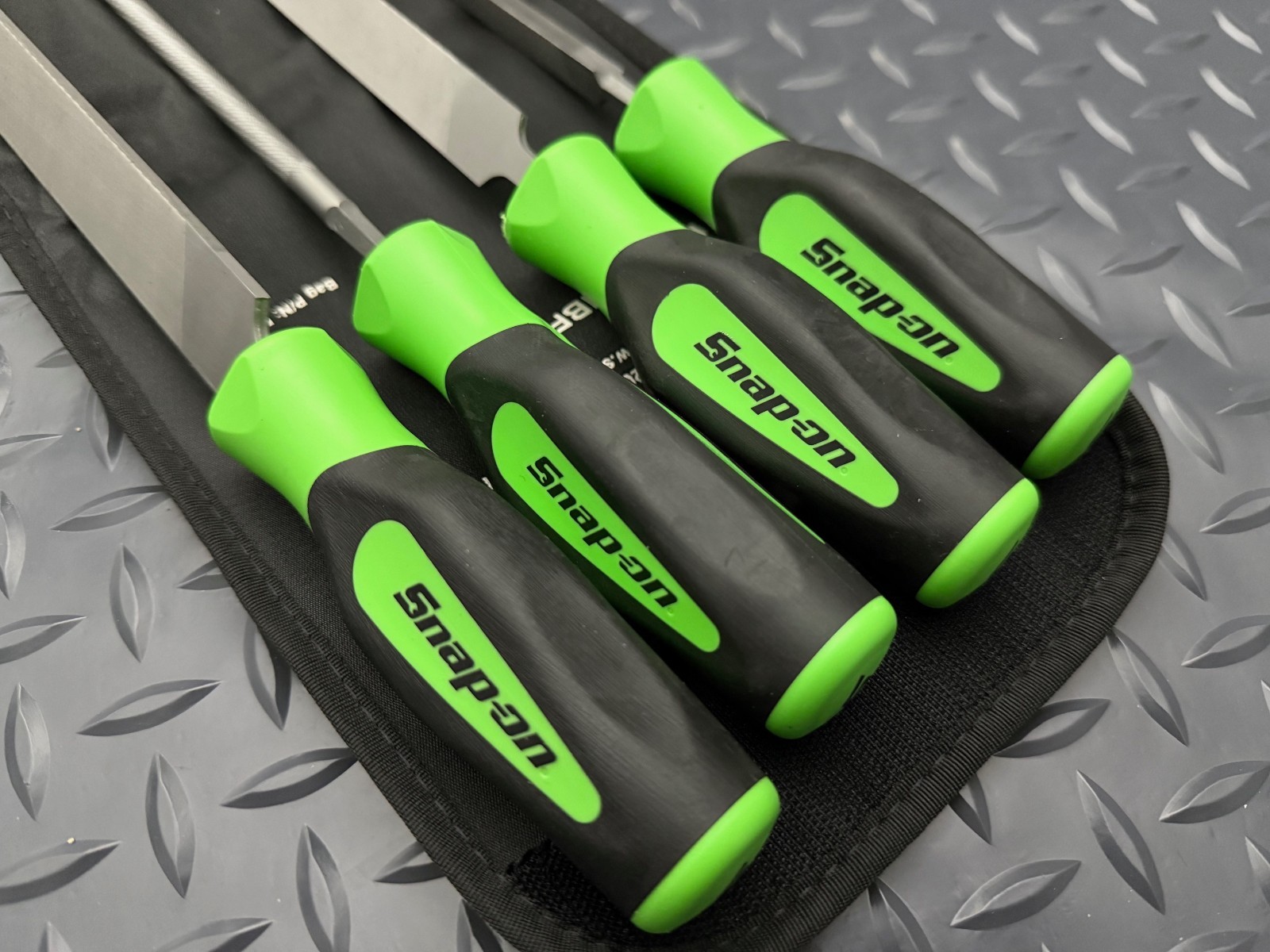 snap on tools green 4 pc file handle set with pouch sghbf500ag new free shipping