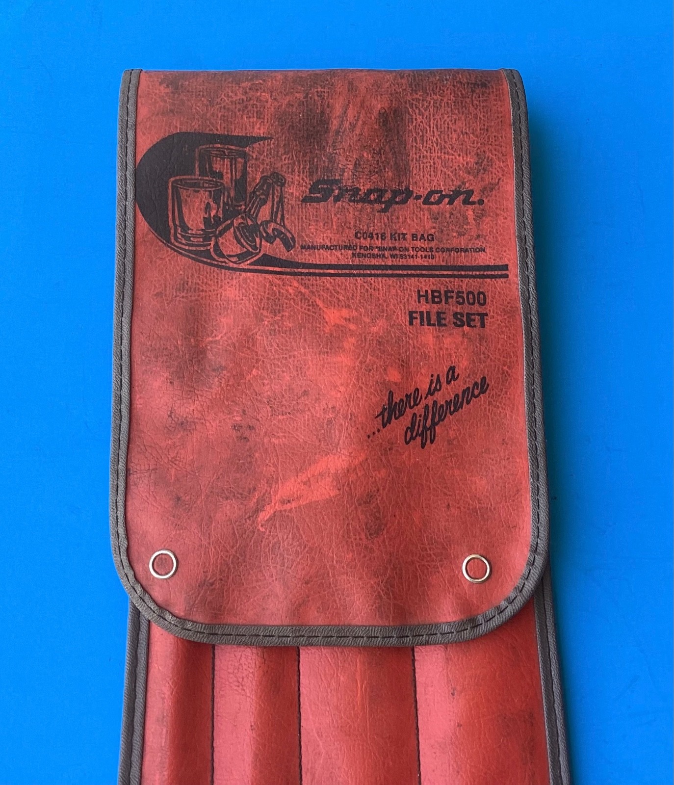 Snap-On Tools USA HBF500 4pc RED Hard Handle File Set & C0416 Pouch Kit Bag