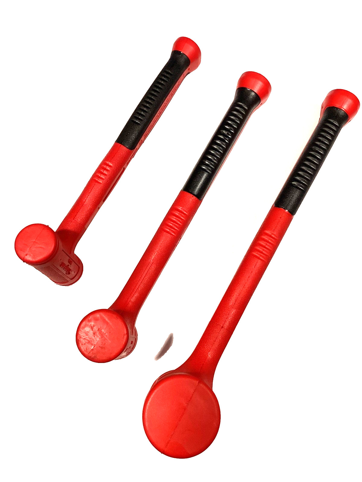 Snap On 3 Piece RED Soft Grip Dead Blow Hammer Set With FOAM Tray HBFE302FR NICE