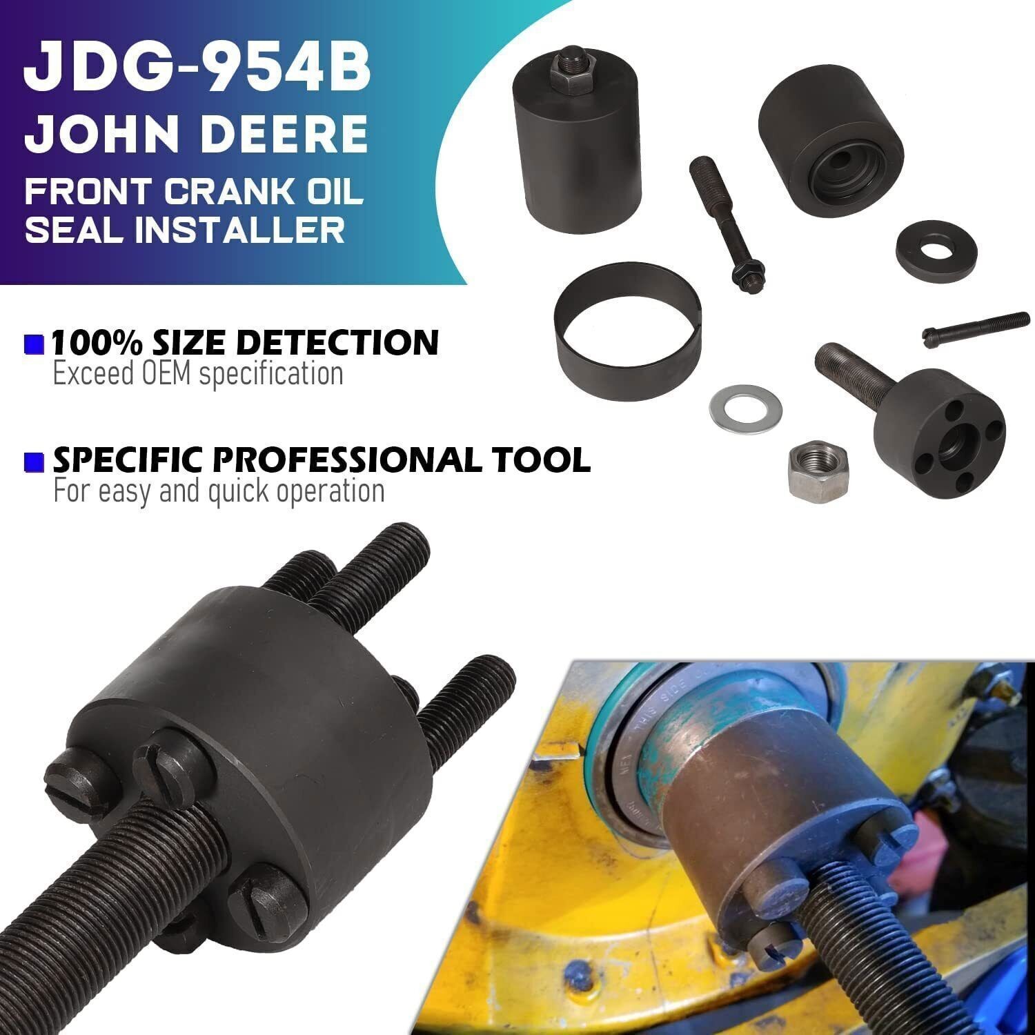 JDG954B Crank Seal Installer Remover Tool Set Fit John Deere 1039 4045 6059 6068