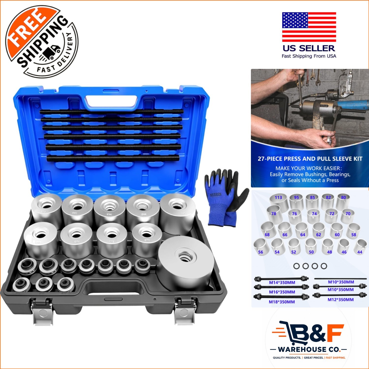 30-Piece Universal Bushing Removal & Installation Tool Kit for Engine Cars