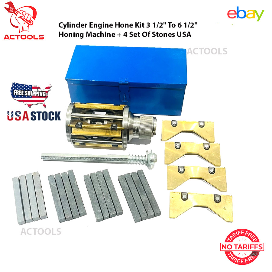 Cylinder Engine Hone Kit 3 1/2″ To 6 1/2″ Honing Machine + 4 Set Of Stones USA
