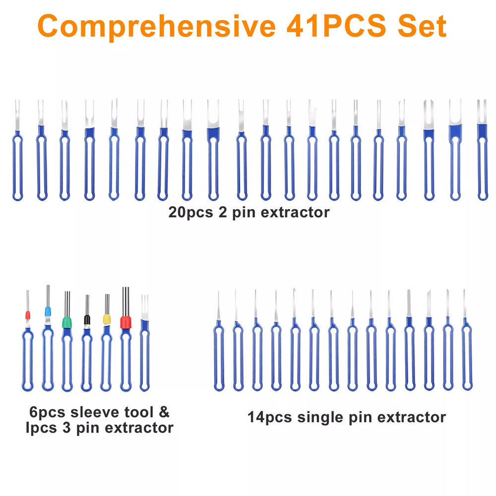 41pcs Pin Extractor Tool Terminal Ejector Connector Removal Kit w/Protective Bag